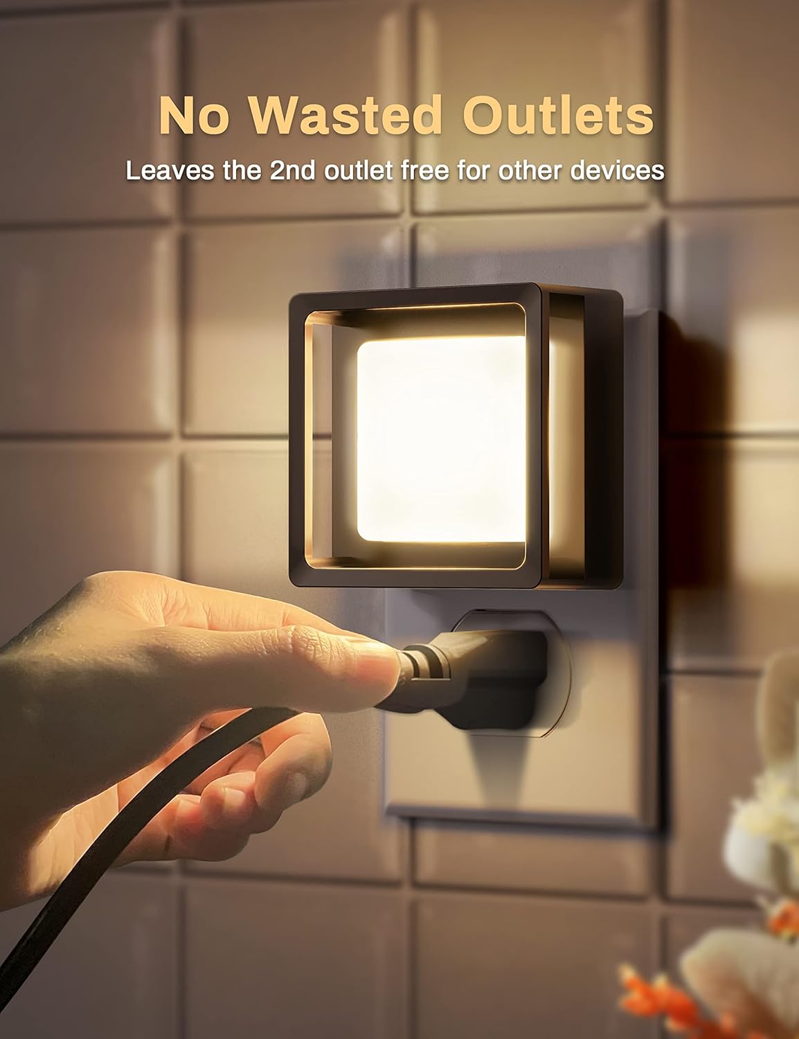 DORESshop LED Night Light, Night Lights TLug Into Wall [2 Pack] with Dusk-to-Dawn Sensor, Dimmable Nightlights, Adjustable Brightness for Bathroom, Hallway, Bedroom,Kids Room,Stairway,Soft White