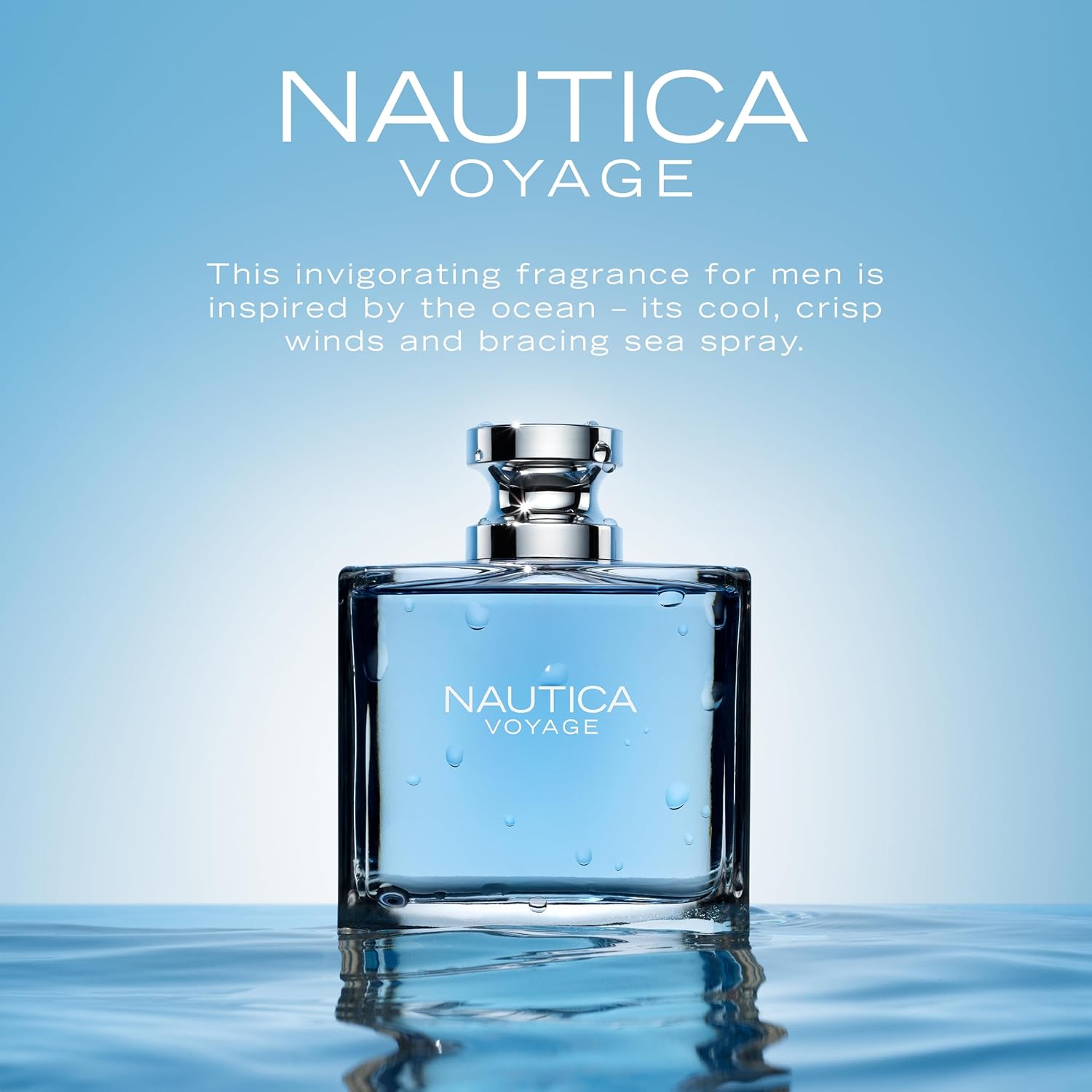 Nautica Voyage Eau De Toilette, Cologne and Fragrance For Men, Fresh, Romantic, Fruity Scent Woody, Aquatic Notes of ApTLe, Water Lotus, Cedarwood, and Musk Ideal Day Wear, Long Lasting 3.3Fl oz