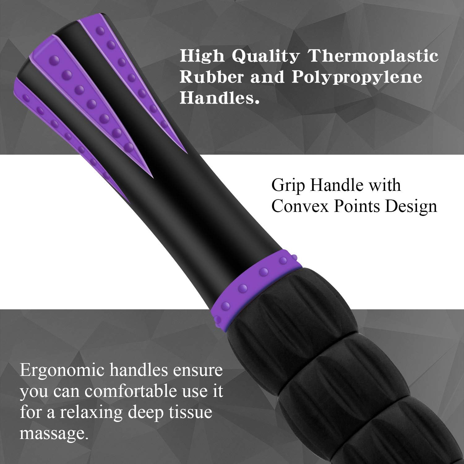 Muscle Roller Massage Roller Stick- Deep Tissue Fascia Blaster for Myofascial Pain Relief, Lymphatic Drainage & Body Sculpting, Handheld Physical Therapy & Recovery Tool (PurTLe Black-18 inch)