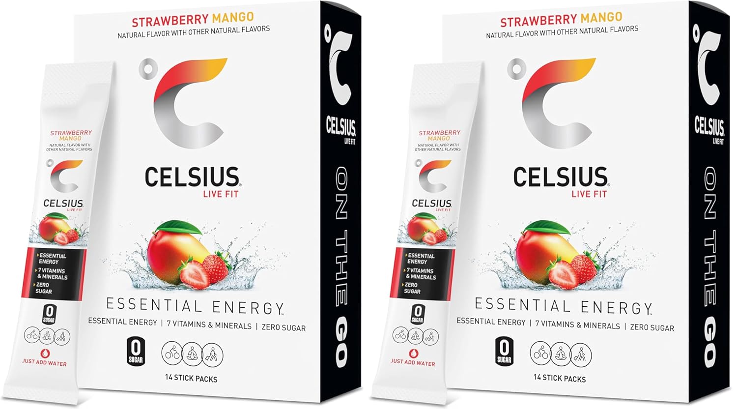 The Go Strawberry Mango, Sugar Free Energy Drink Mix Sticks, 14 Count (Pack of 2)