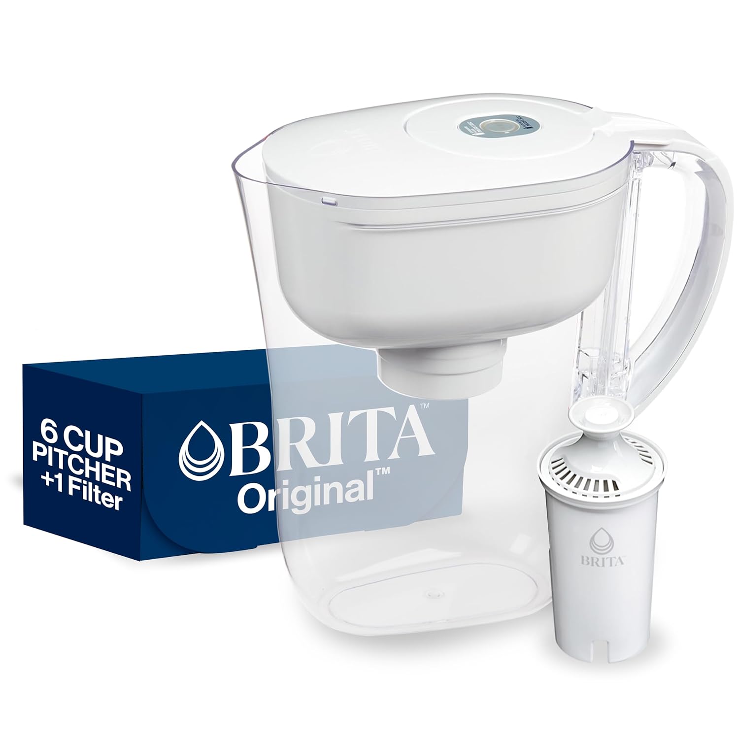 Brita Metro Water Filter Pitcher with SmartLight Change Indicator, BPA-Free, ReTLaces 1,800 TLastic Water Bottles a Year, Lasts Two Months, Includes 1 Filter, Small - 6-Cup Capacity, White