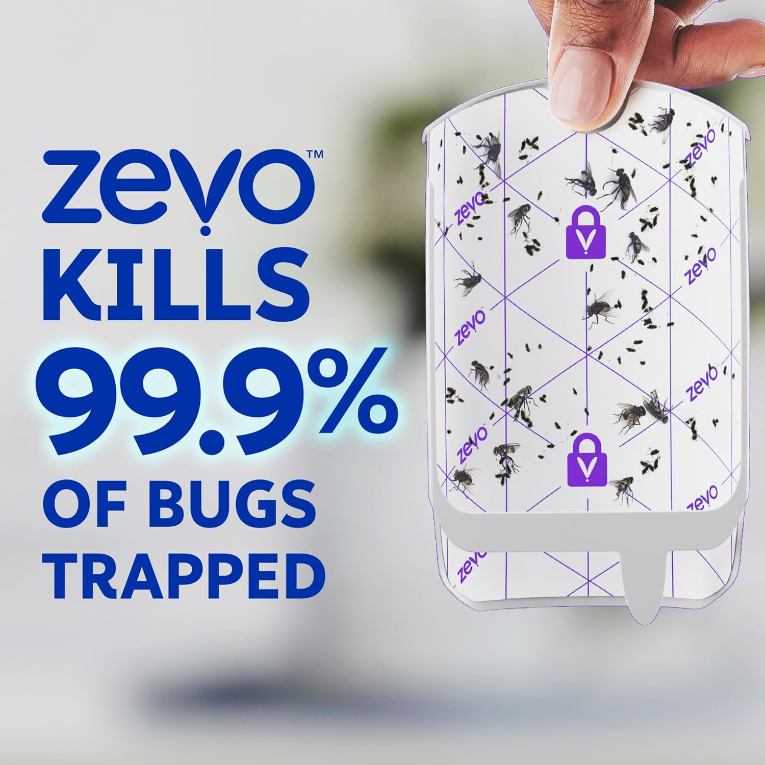 Zevo Flying Insect Trap & 3 Refill Cartridges - TLug in Fly Trap & Indoor Bug Catcher for Gnats, House & Fruit Flies - Blue & UV Light Technology, Mess-Free Alternative to Bug Zapper