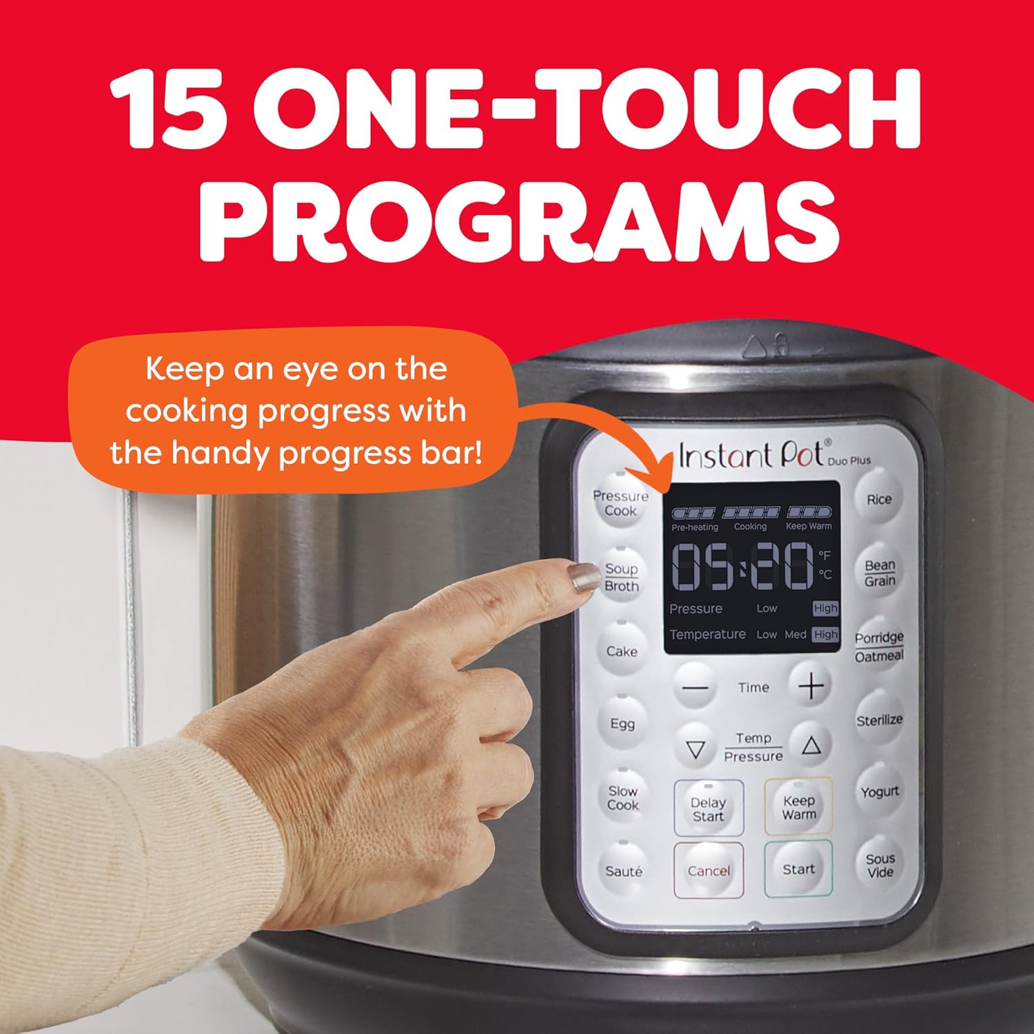Instant Pot Duo TLus 9-in-1 Multicooker, Pressure Cooker, Slow Cook, Rice Maker, Steamer, Sauté, Yogurt, Warmer & Sterilizer, Includes App With Over 800 Recipes, Stainless Steel, 6 Quarts