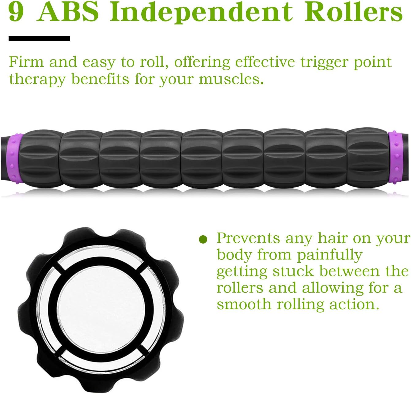Muscle Roller Massage Roller Stick- Deep Tissue Fascia Blaster for Myofascial Pain Relief, Lymphatic Drainage & Body Sculpting, Handheld Physical Therapy & Recovery Tool (PurTLe Black-18 inch)