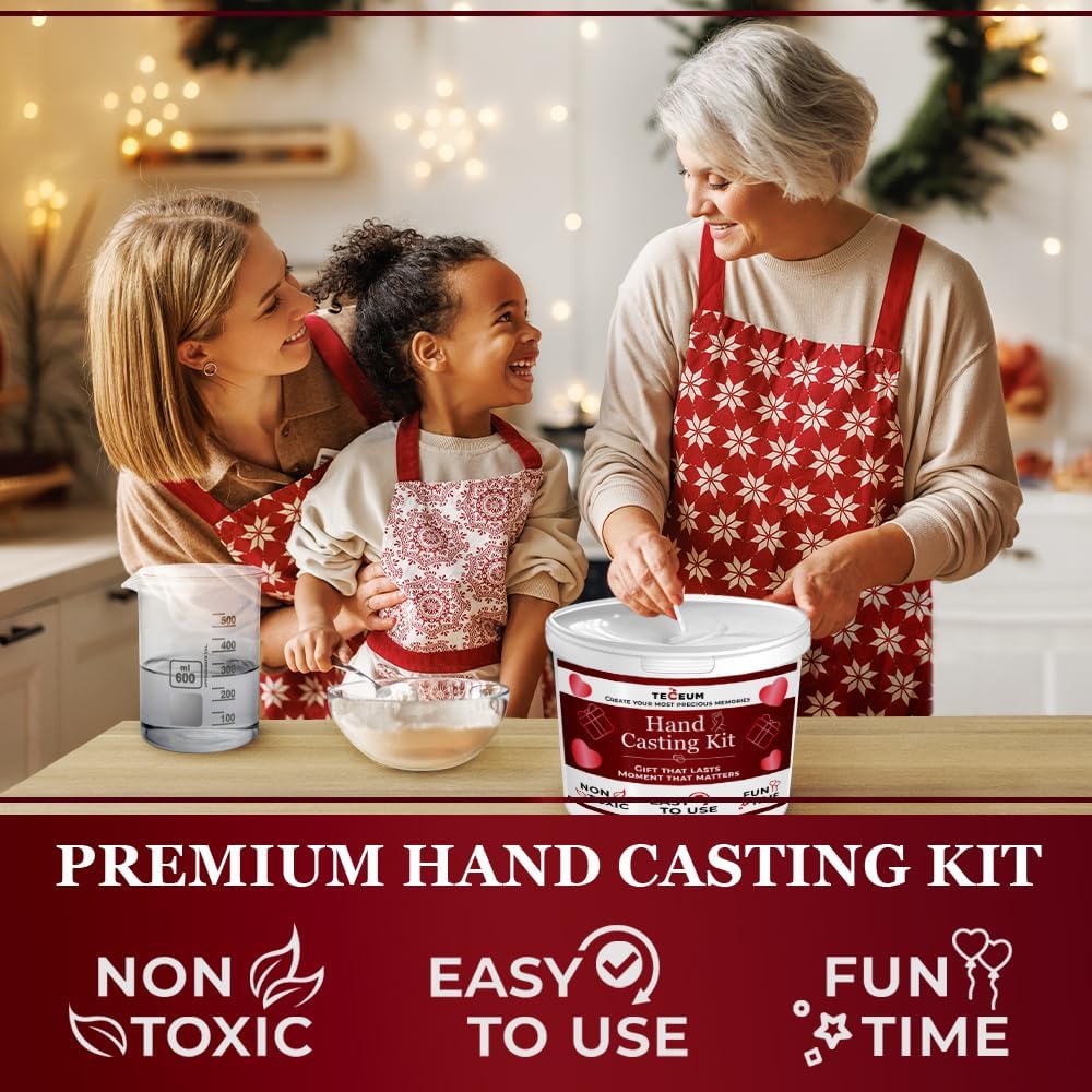 TECEUM Hand Casting Kit – Unique Gift for Babies & Adults – Ideal DIY Gift for Your Loved Ones, CouTLes, Family – For Wedding, Anniversary, Baby Shower, Mother’s Day, Christmas – Romantic Gifts – Kit1