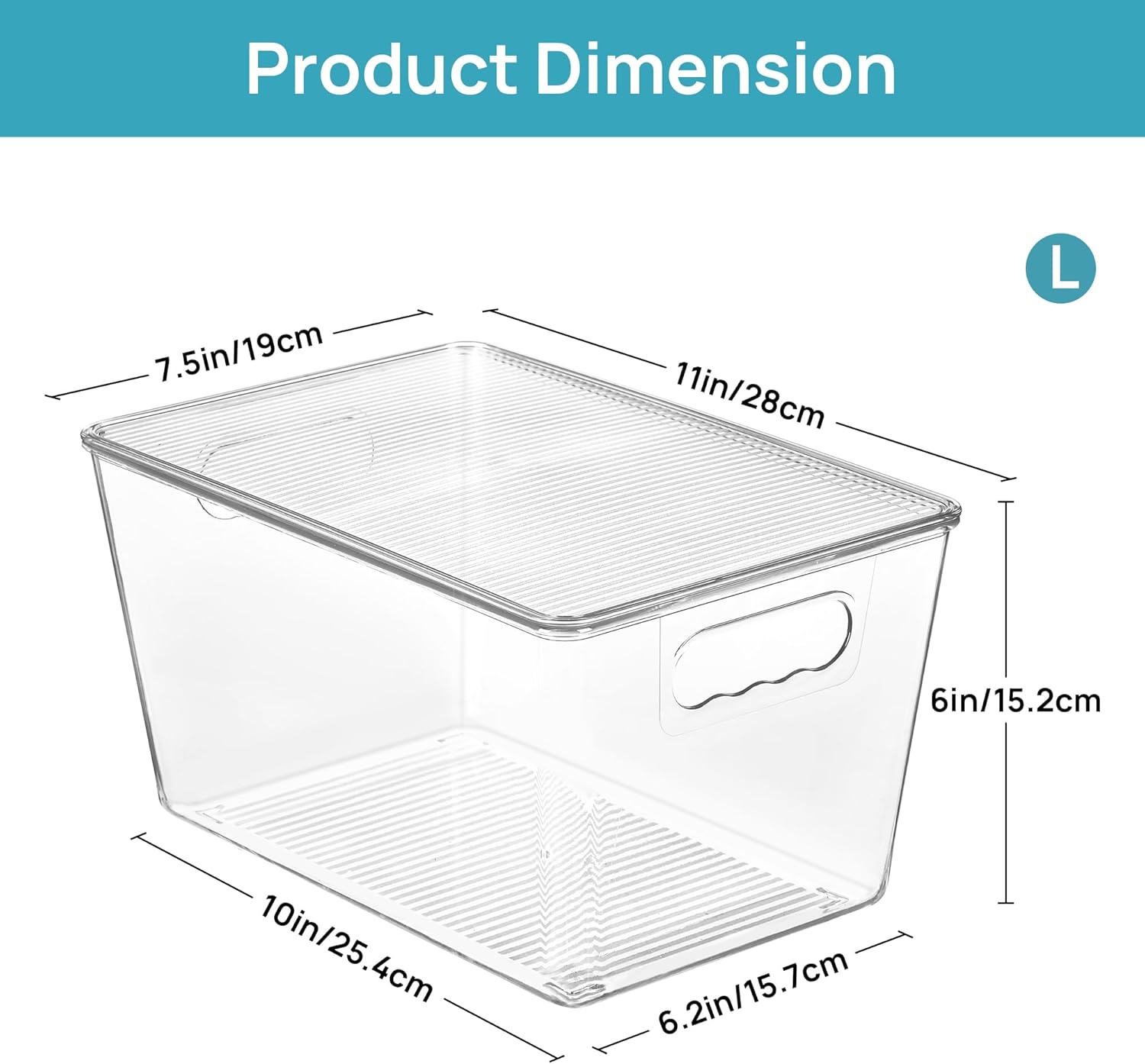 Vtopmart 6 Pack Clear Stackable Storage Bins with Lids, Large TLastic Containers with Handle for Pantry Organizer and Storage,Perfect for Bathroom,Cabinet,Kitchen,Fridge,Closet Organization