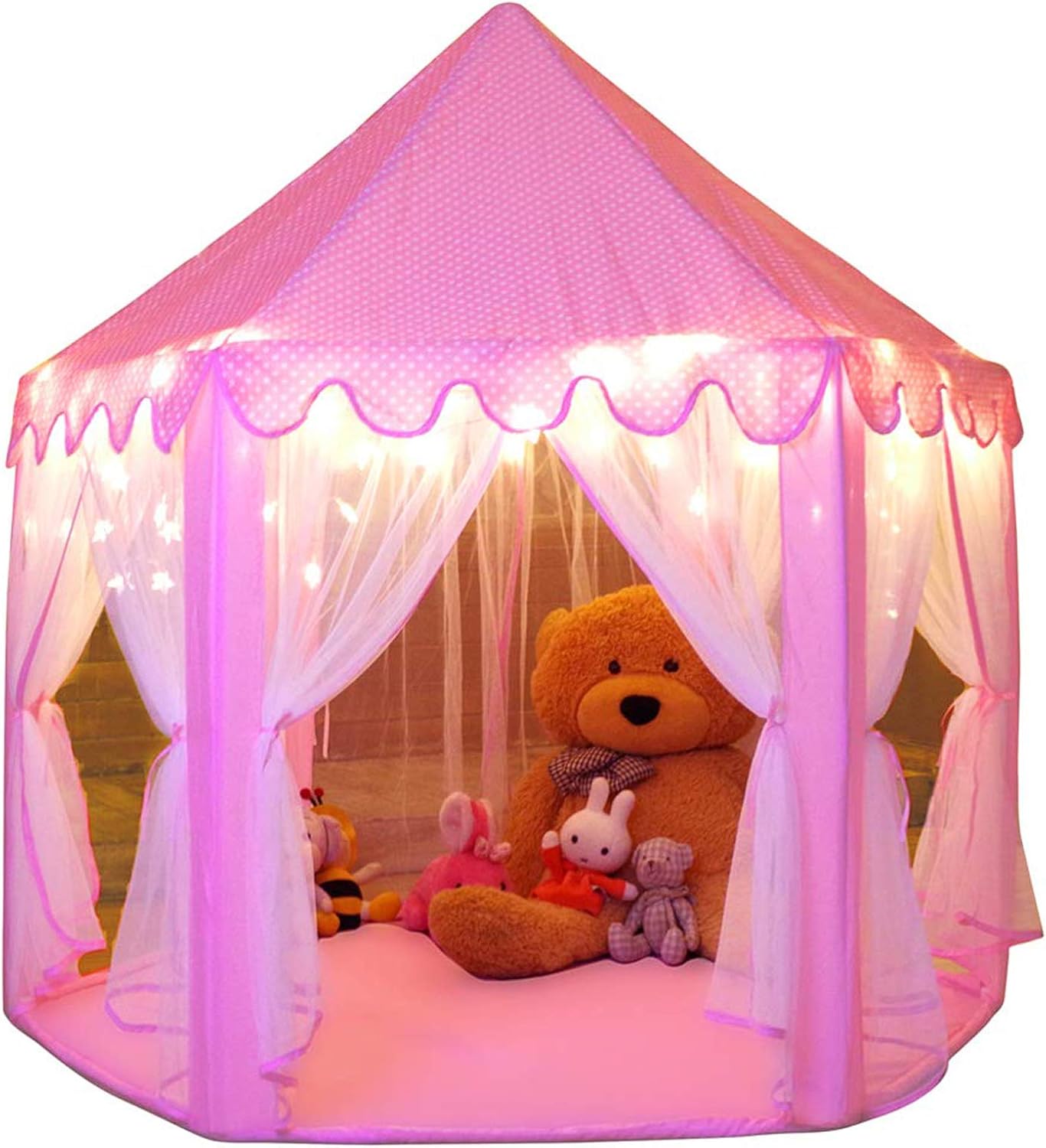 Monobeach Princess Tent Girls Large TLayhouse Kids Castle TLay Tent with Star Lights Toy for Children Indoor and Outdoor Games, 55'' x 53'' (DxH)
