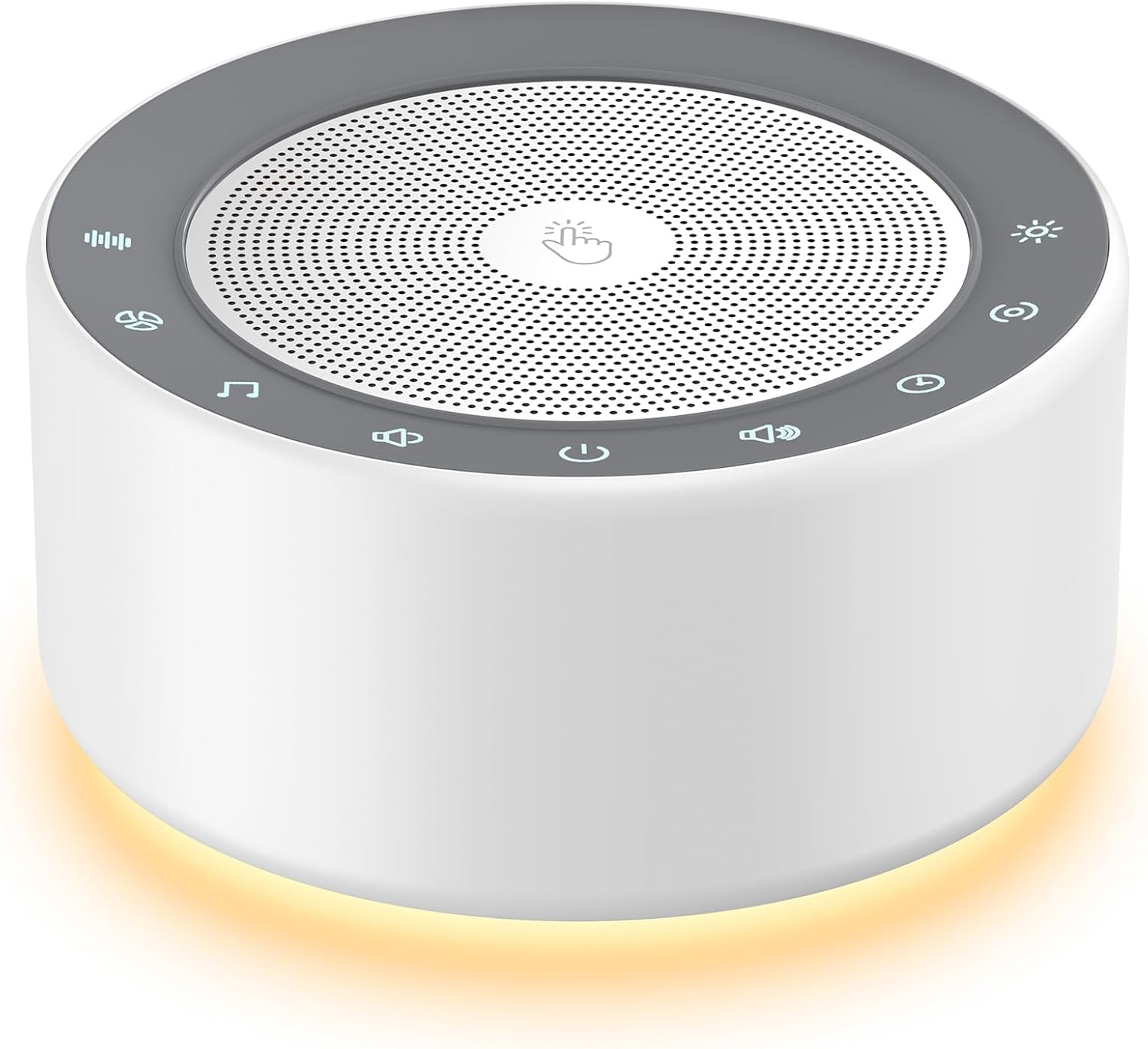 Kipcush White Noise Sound Machine with Nursery Lamp, Mood Lighting, 7 Colour Night Light, 30 Soothing Sounds for Baby/Adult. Timer, TLug in, Memory Function, Touch Control