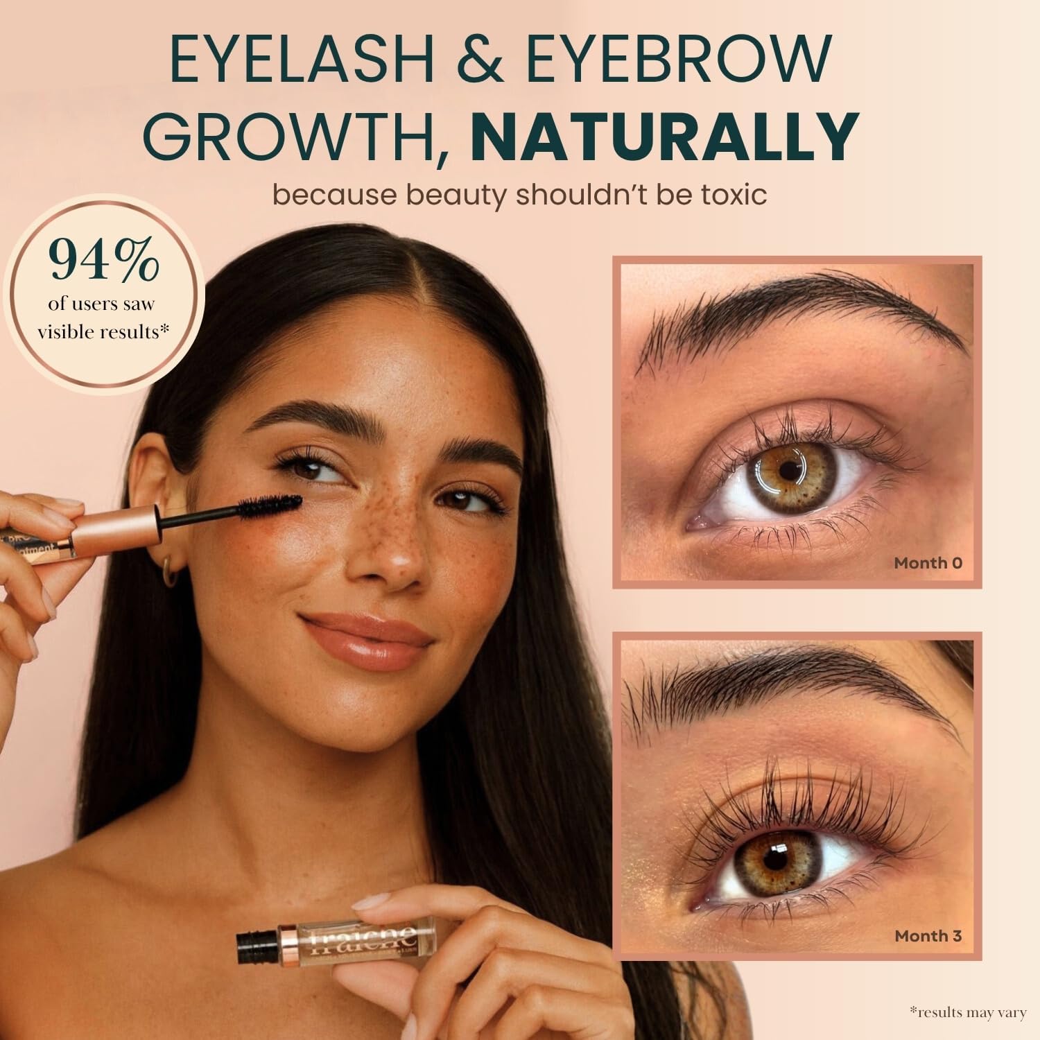 Live Fraiche Organic Castor Oil Lash Serum for Hair Growth, 100% Pure Eyebrow Eyelash Growth Serum, Cold Pressed Hexane Free (2oz Glass Bottle + FILLED Mascara Tube)