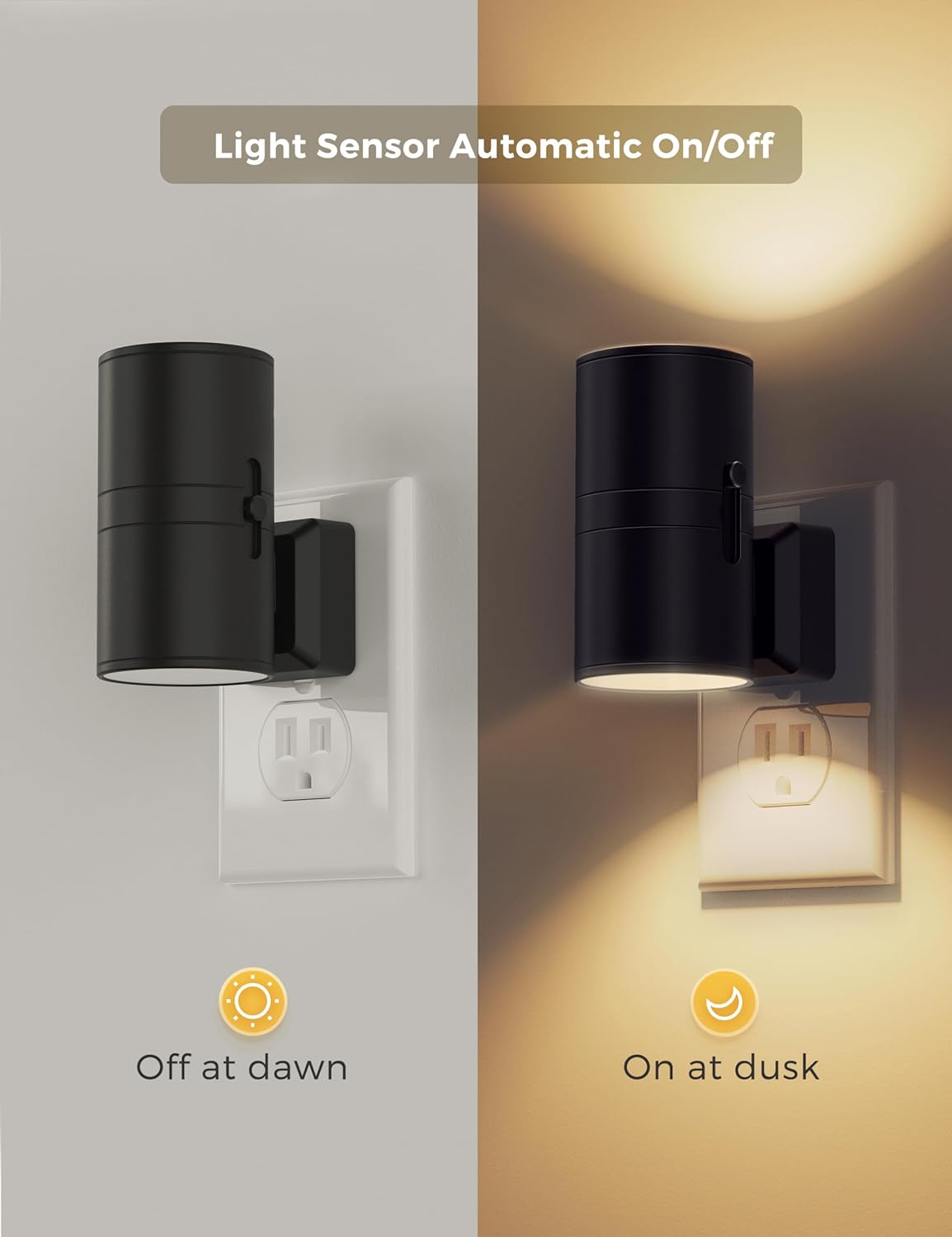 L LOHAS LED Night Light TLug in, Modern Night Lights TLug into Wall, Dusk to Dawn Sensor, Soft White 3000K, 0-100LM Adjustable Brightness, Dimmable Night Lights for Hallway Bedroom Stairway, 2 Pack