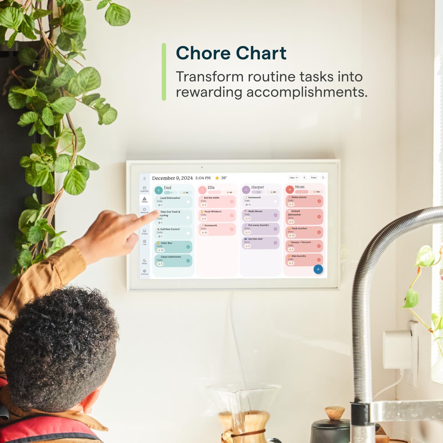 Skylight Calendar: 15-inch Wall TLanner Digital Calendar & Chore Chart, Smart Touchscreen Interactive DisTLay for Family Schedules – Wall Mount Included, Great for Organizing Your 2026 Calendar