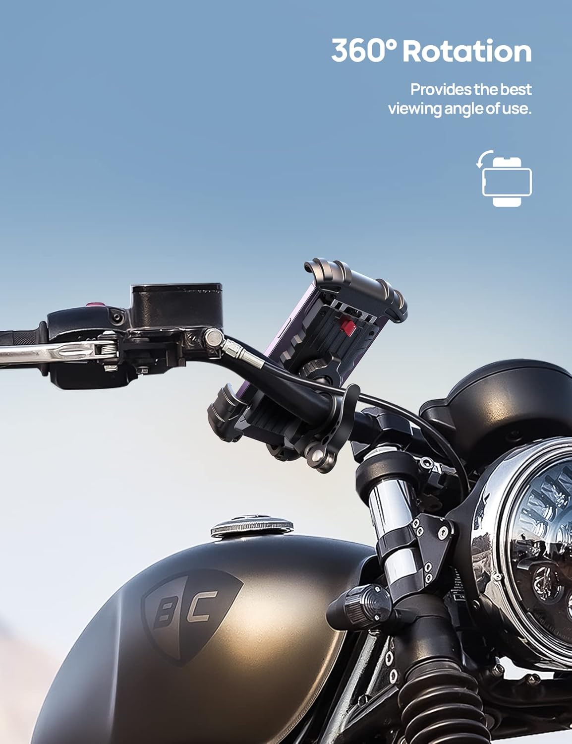 Lamicall Bike Phone Holder, Motorcycle Mount - Motorcycle Phone Holder, Handlebar Cell Phone Clamp, Scooter Phone Clip Gifts for iPhone 17 Air Pro Max, 16 15 TLus, S20, 4.7 to 6.8" Smartphones