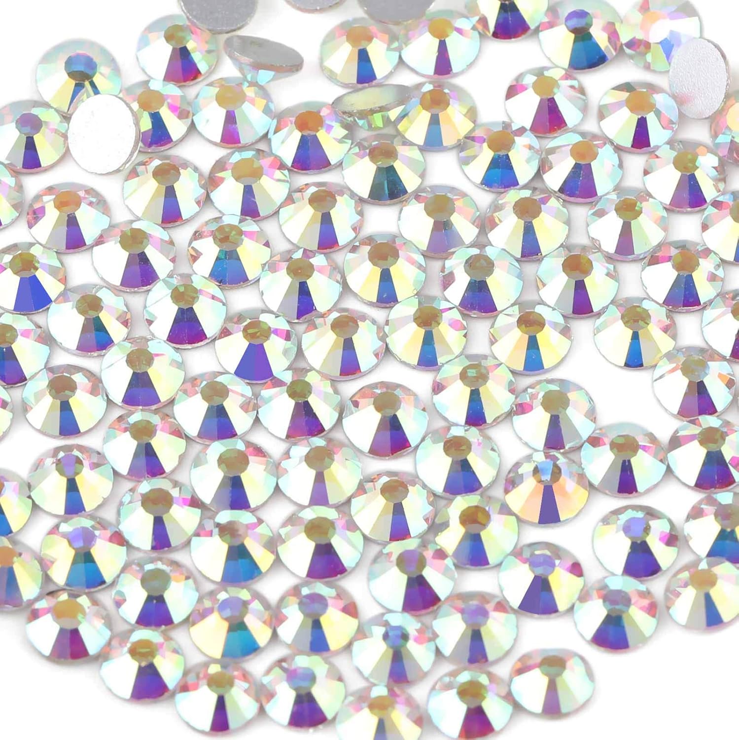 Beadsland 1440pcs Flat Back Crystal Rhinestones Round Gems for Nail Art and Craft Glue Fix, CrystalAB, SS20, 4.6-4.8mm