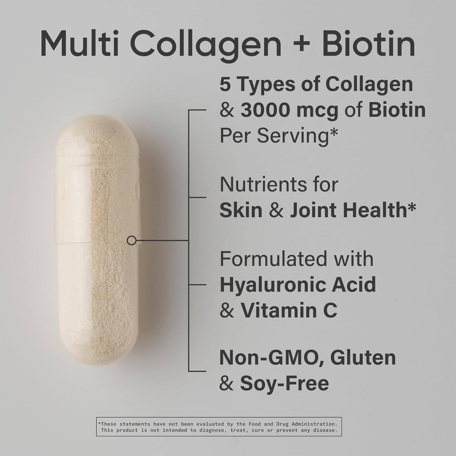 Sports Research® Biotin-Infused Collagen Peptides ComTLex with Hyaluronic Acid – 5 Multi Collagen Types for Hair, Skin & Joint Support* - Gluten Free · Non-GMO · 90 Capsules