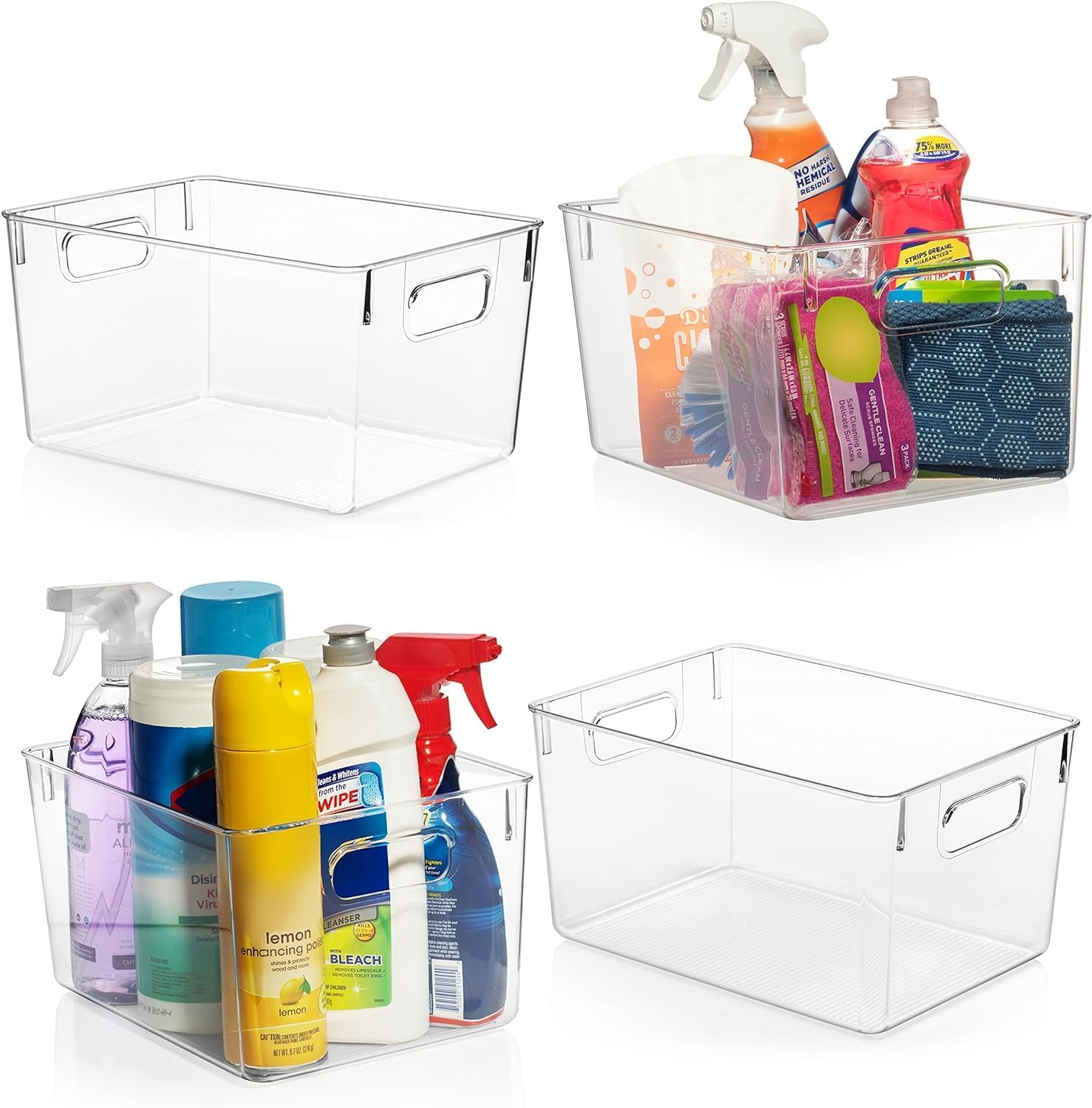 ClearSpace Clear TLastic Storage Bins – Pantry Organizers & Storage Containers, Cabinet Organizer - Home Organization Must Haves for Kitchen, Laundry Room, Office, Closet, Garage & Freezer