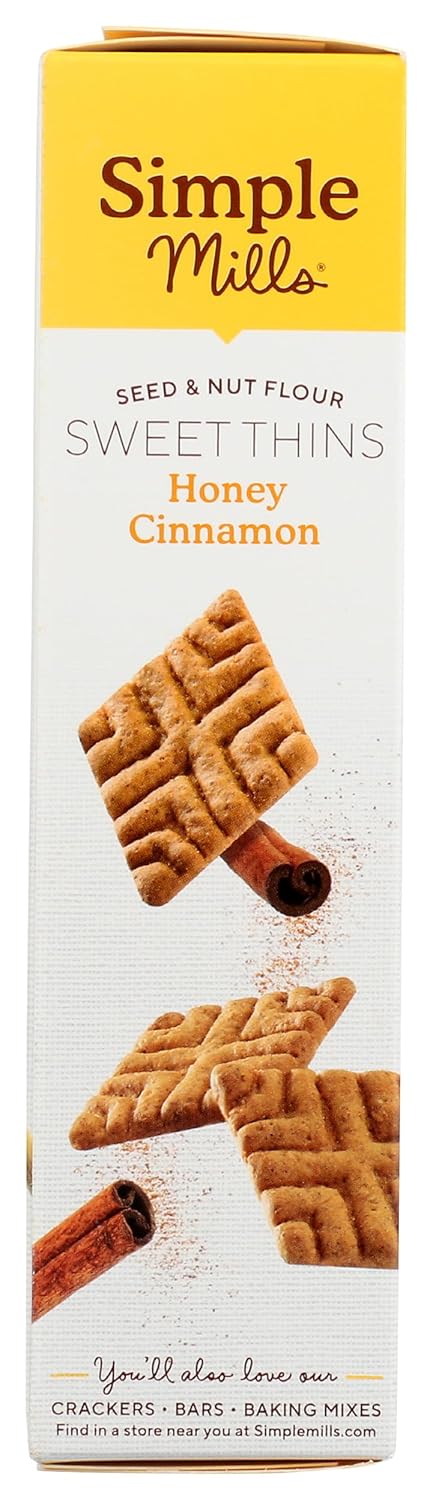 SimTLe Mills Honey Cinnamon Seed & Nut Flour Sweet Thins, Paleo Friendly & Delicious Sweet Thin Cookies, Good for Snacks, Nutrient Dense, 4.25oz, Pack of 1