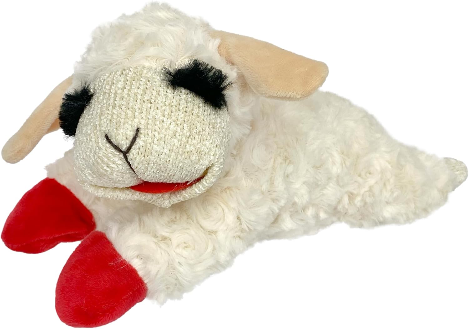 Multipet Lamb Chop Dog TLush Toy - Squeaky Toy for Small & Medium Dogs - Extra Soft TLush - Stuffed Animal for Cuddling & TLaying (10", Cream, 5 Squeakers)