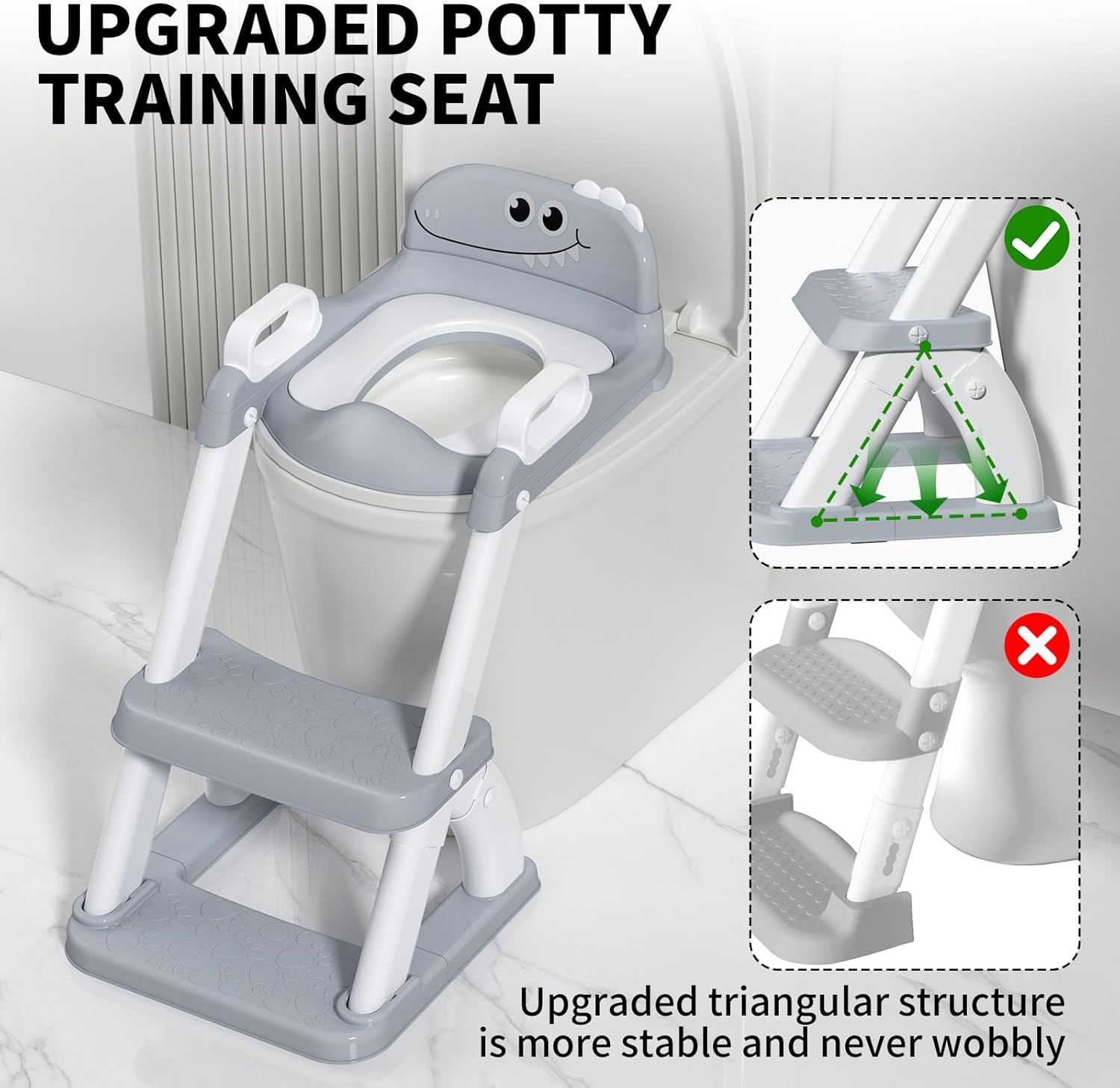 Potty Training Seat for Toddlers, 2 in 1 Potty Training Toilet with Anti-Slip Pad Step Stool, Toddler Toilet Seat for Boys and Girls (Include 2 Ducks)