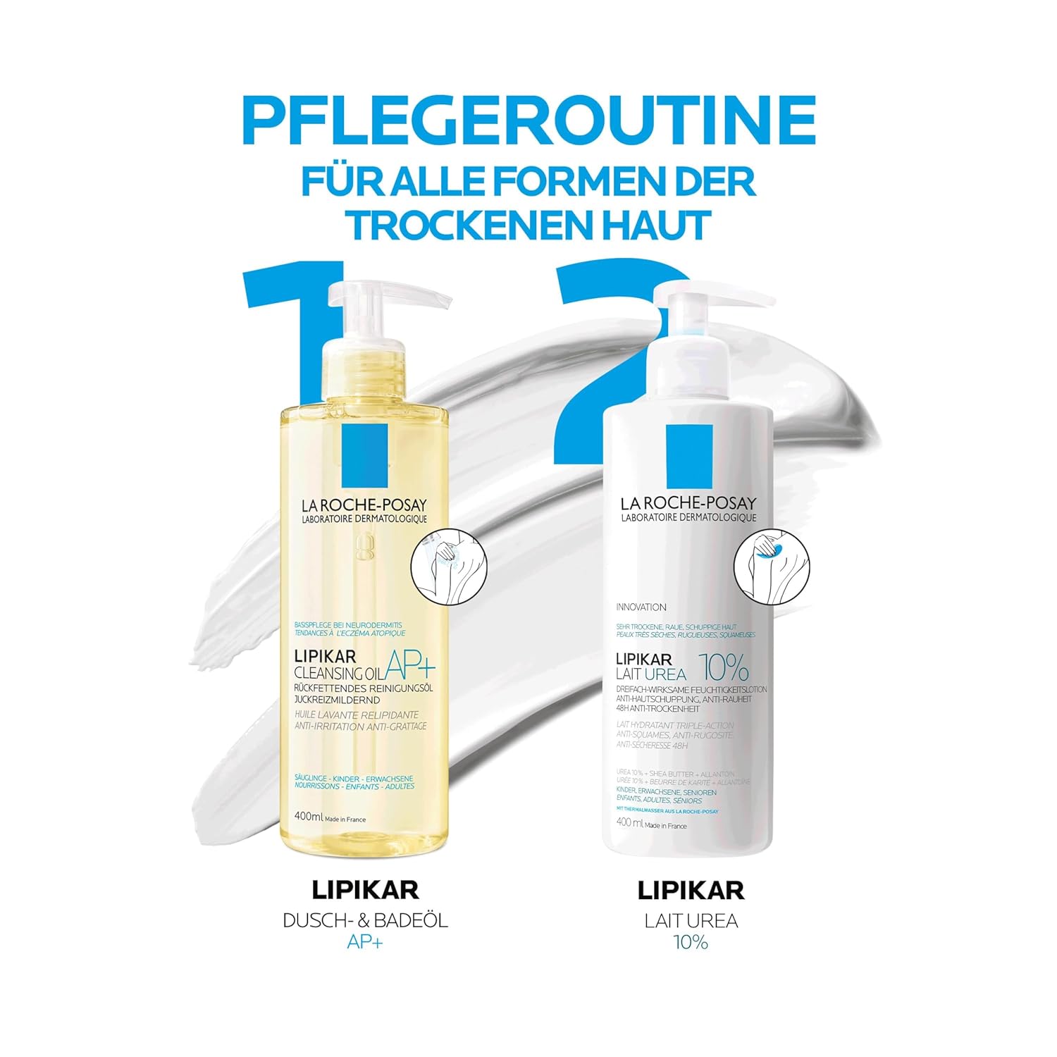 La Roche-Posay Lipikar Urea 10% Roughness Smoothing Lotion, Body Lotion For Dry Skin With 10% Urea + Shea Butter + Allantoin, Rough And Bumpy Skin Lotion, Softens & Smooths Skin With 1 ApTLication