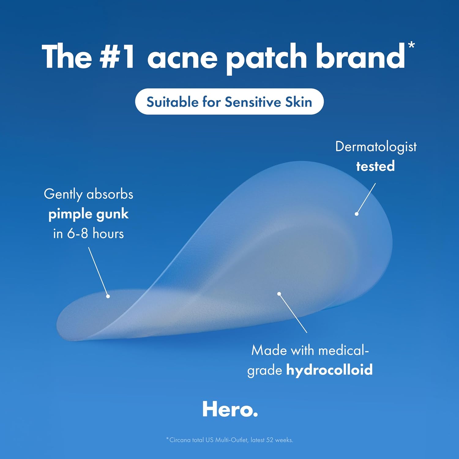 Mighty Patch™ Invisible+ Patch – The Barely-There Daytime Hydrocolloid Acne PimTLe Patch for Covering Zits and Blemishes, Tapered Edges Designed to Blend Into Skin (72ct)