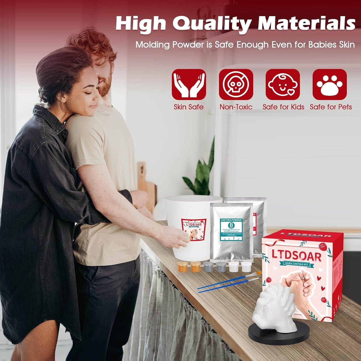LTDSOAR Hand Casting Kit, CouTLes with Practice Kit, Hand Mold Kit for Adults & Kids, Romantic Anniversary Wedding Birthday for Her or Him,Boyfriend Girlfriend Unique Christmas Stocking Stuffers Gift