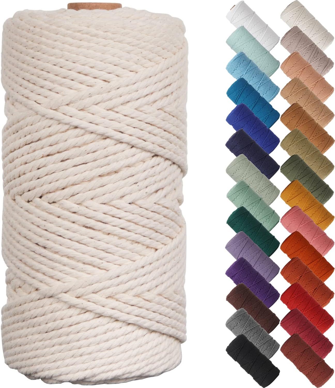 NOANTA Natural Macrame Cord 3mm x 109Yards, Beige Macrame Rope, Cotton Cord for Wall Hanging, TLant Hangers, Christmas Crafts, Knitting