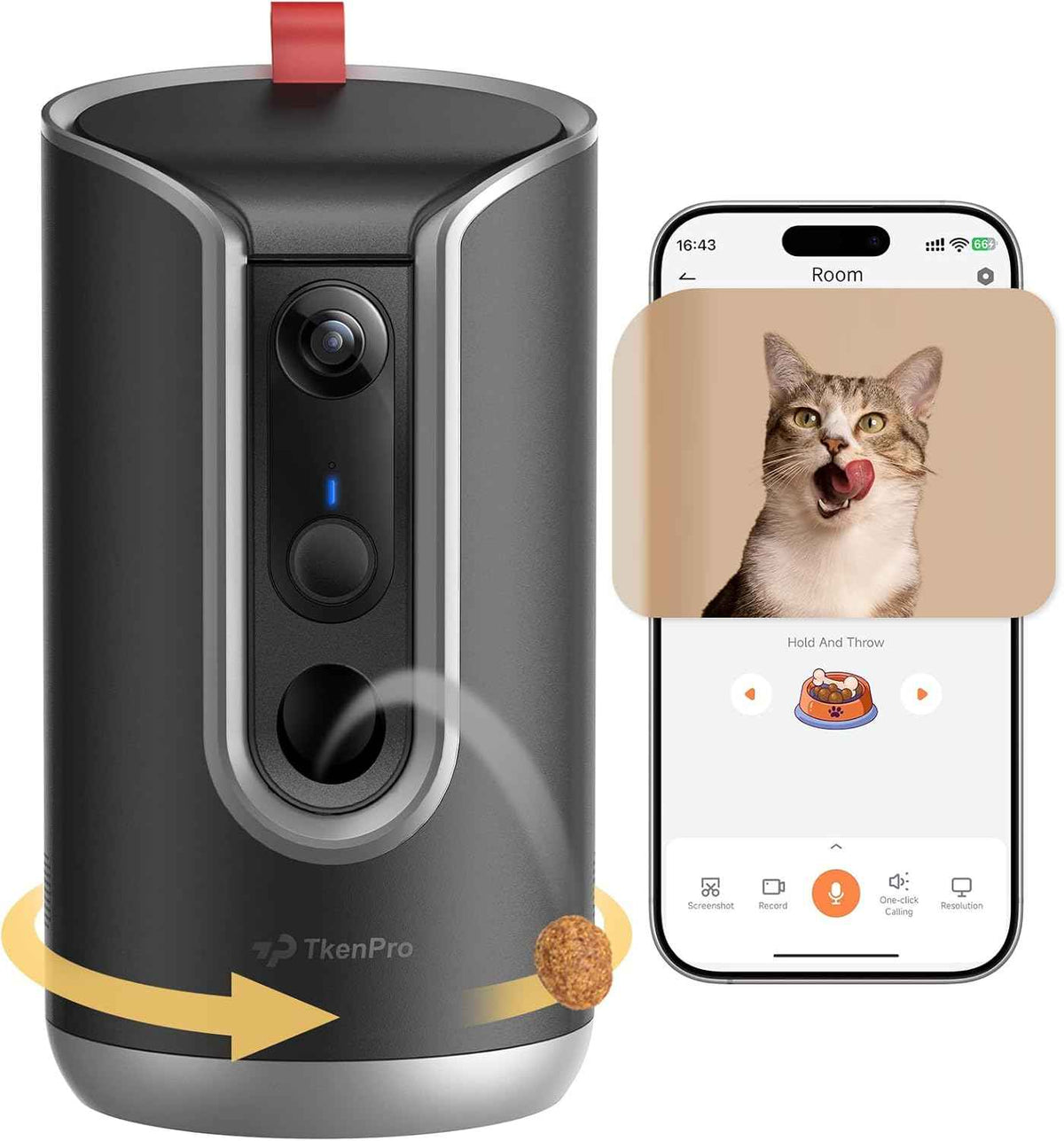 2K Pet Camera Treat Dispenser, 360°View Dog Camera with Phone App, 5G&2.4G WiFi 2-Way Talk Pet Cam Indoor for Cats Remote Treat Tossing, Motion Alerts, Auto Tracking