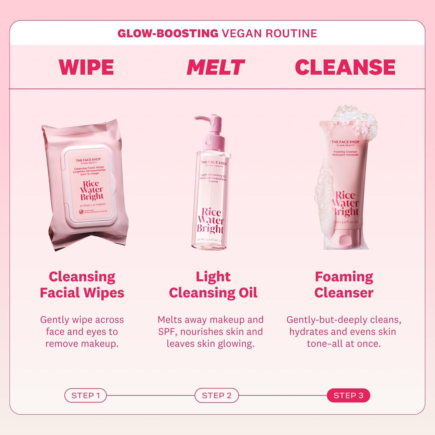 The Face Shop Rice Water Bright Foaming Cleanser, Hydrating Korean Face Wash with Ceramides, Deep Pore Cleansing, All Skin Types, Gentle Skincare, Vegan, 5.0 fl. oz.