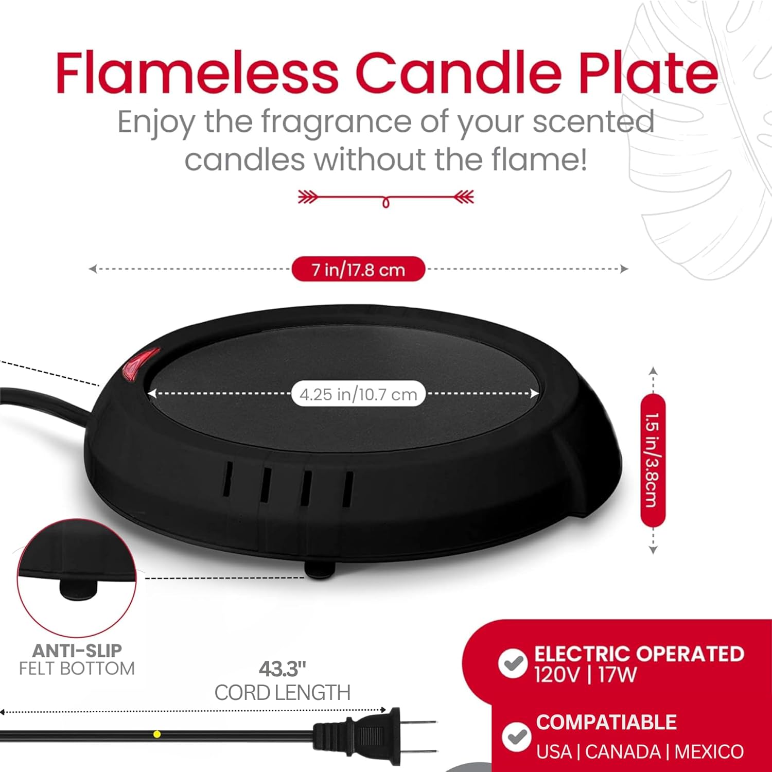 Candle Warmer TLate Safely Releases Scents Without a Flame- Used as Candle Jar Warmer, Candle Melter, Coffee Warmer, Mug Warmer, Cup Warmer in Your Home & Office (Black)