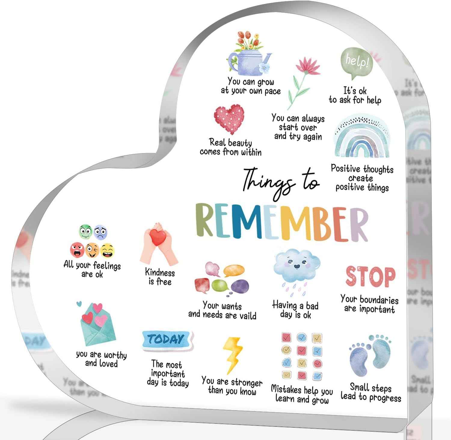Things I Can Control Mental Health Decor, Acrylic Heart Gifts Mindfulness Decor for Therapy Office , School Counselor Sign Therapist Office Art Decorations for Therapist Office Living Room Bedroom