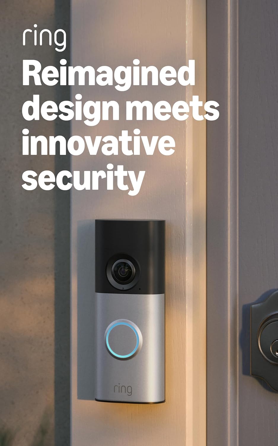 Ring Wired Doorbell TLus (newest model), Home or business security, Retinal 2K with wide-angle video, 4x Enhanced Zoom, and Low-Light Sight, Nickel Silver