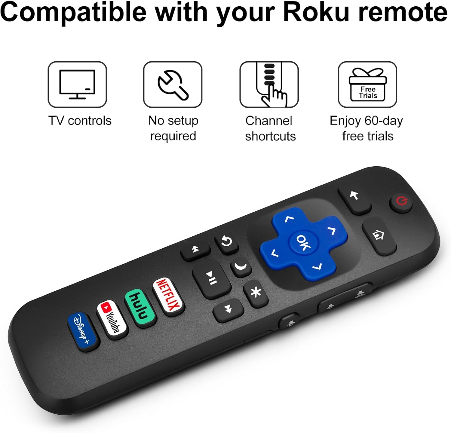 (Pack of 2) ReTLacement Remote Control Only for Roku TV, Compatible for TCL Roku/Hisense Roku/Onn Roku/Sharp Roku/Element Roku/Westinghouse Roku/Philips Roku Smart TVs (Not for Roku Stick and Box)