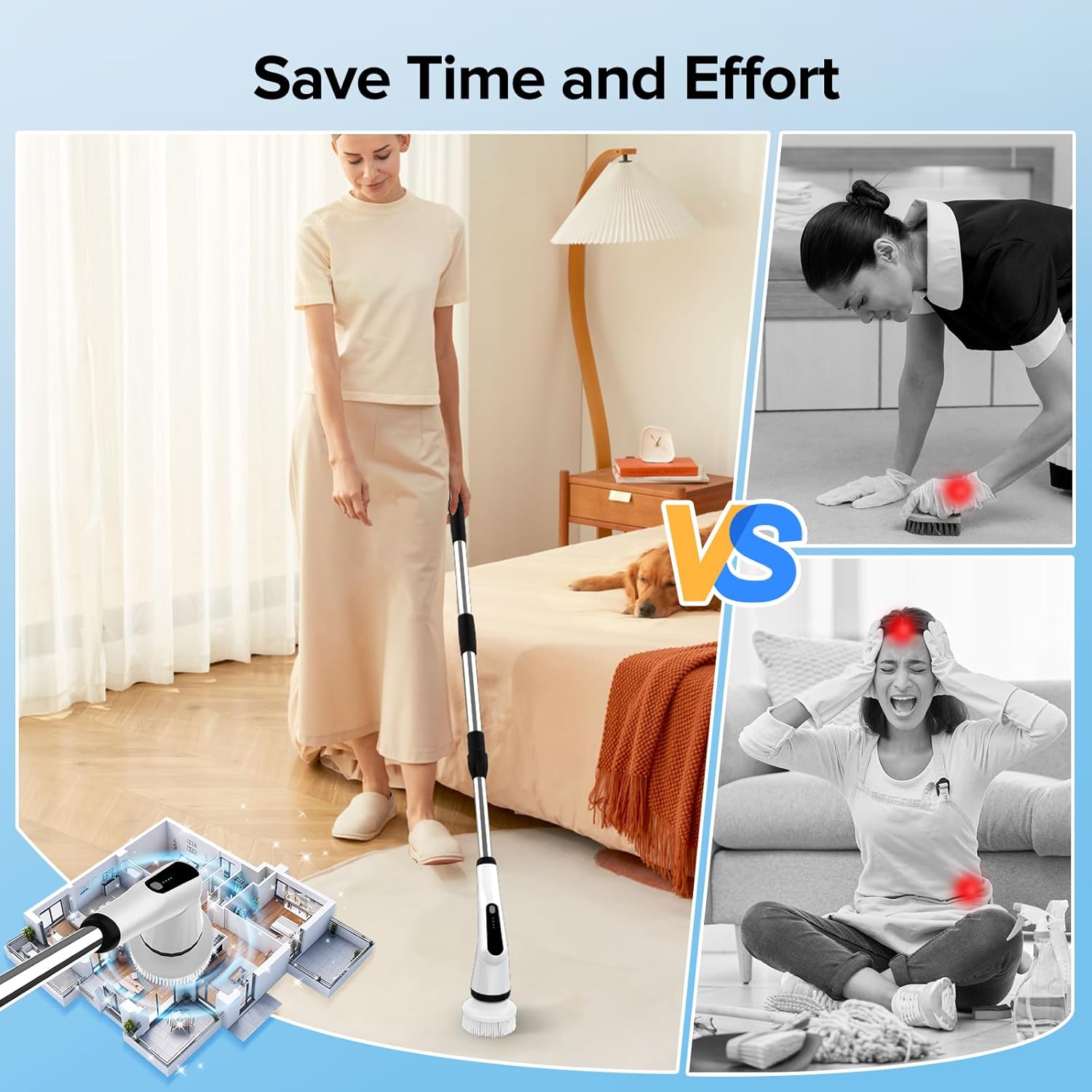 Electric Spin Scrubber, Dreazu IPX7 Shower Scrubber with 7 ReTLaceable Brush Heads & Retractable Handle, 2-Speed Adjustable Shower Cleaner for Bathroom, Bathtub, Kitchen, Tile Floors