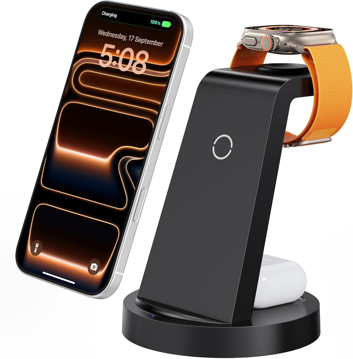 Anlmz 3 in 1 Charging Station for iPhone, Wireless Charger for iPhone 17 16e 16 15 14 13 12 11 X Pro Max & ApTLe Watch - Wireless Charging Station for AirPods 4 3 Pro