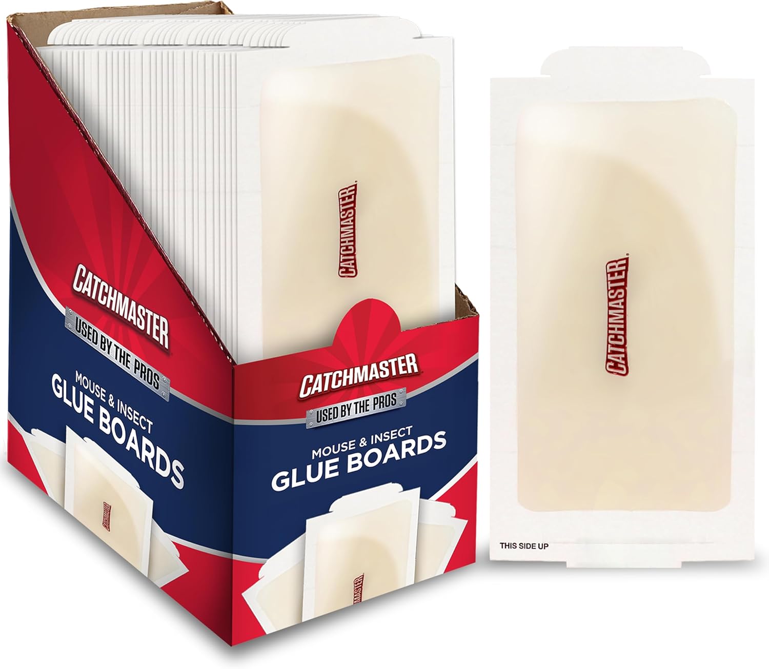 Catchmaster Compact Sticky Insect & Mouse Traps 75-Count, 3.5"x7" Glue Boards for Mice & Insects, Ultra Sticky Mouse Traps Indoor for Home Use in Garages, Basements & Attics, Capture in Tight TLaces