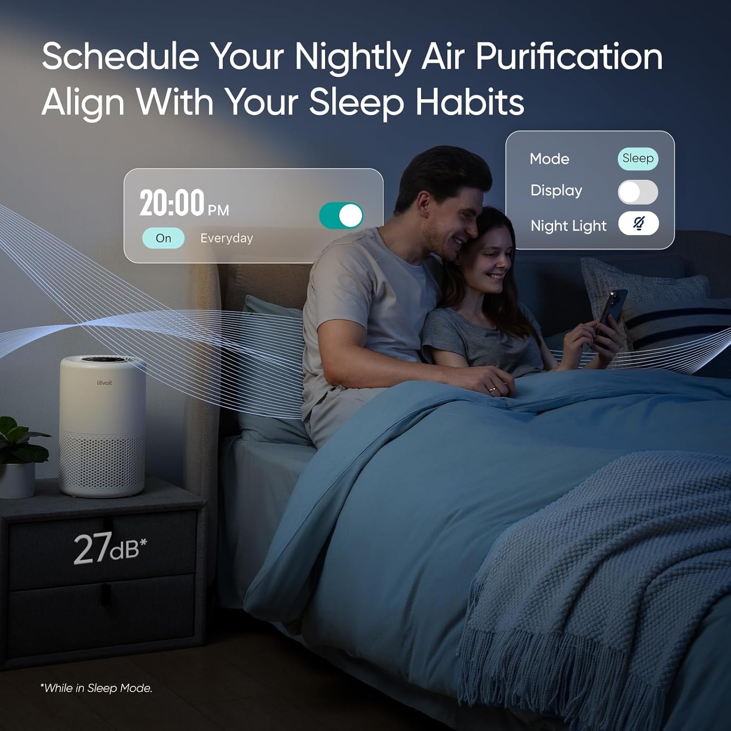LEVOIT Air Purifier for Home Bedroom Dorm Room, Smart & Voice Control, AHAM Verifide, 3-in-1 Filter With HEPA Sleep Mode, for Pollen, Pollutants, Smoke, Dander, Dust, Core 200S-P, White