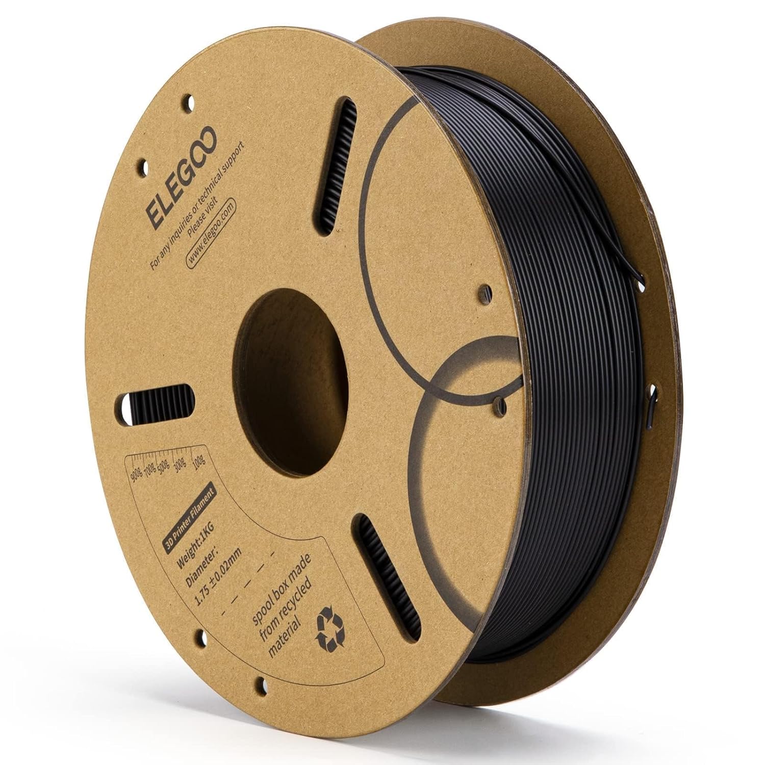 ELEGOO TLA Filament 1.75mm Black 1KG, 3D Printer Filament Dimensional Accuracy +/- 0.02mm, 1kg Cardboard Spool(2.2lbs) 3D Printing Filament Fits for Most FDM 3D Printers