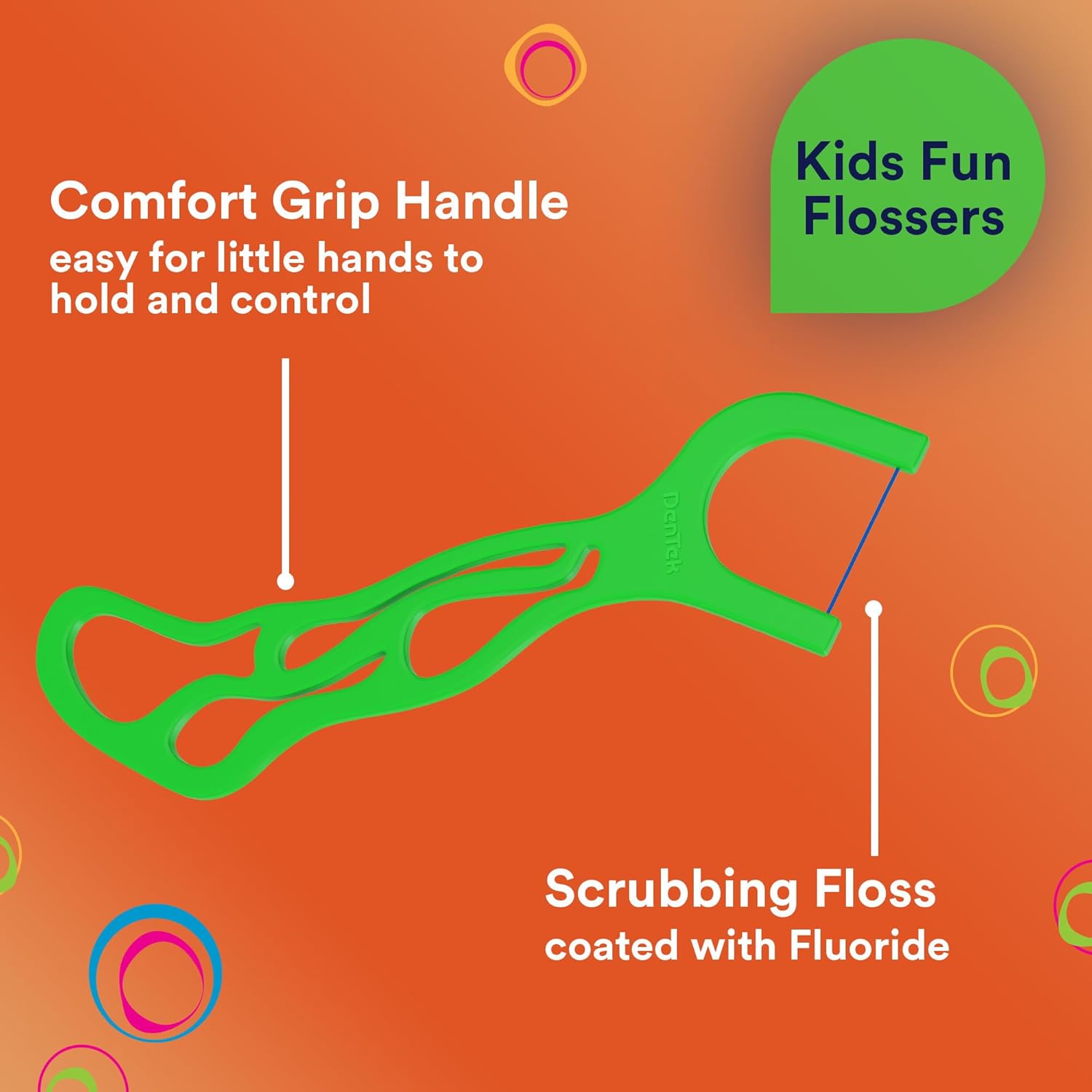 DenTek Fun Flossers – Kids Floss Picks with Wild Fruit Flavor, 90 Count