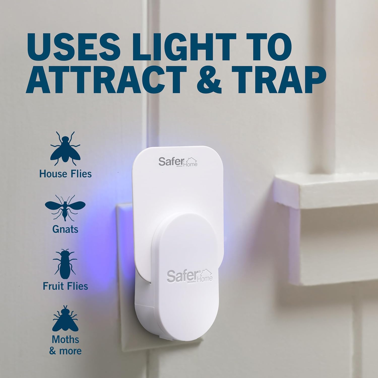 Safer Home Indoor TLug-in Fly Trap - SH502-2SR - Effective Fruit Fly Traps for Indoors, Gnat Traps for House Indoor, 800 Total Sq Ft Protection - 2 Devices + 2 Glue Cards