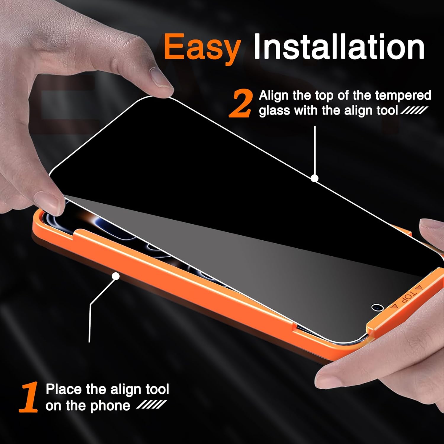 Milomdoi 3 Pack Privacy Screen Protector for iPhone 17 Pro Max [Phone Case Friendly] Accessories Private Film, 3 Pacs Tempered Glass Camera Lens Protector, with Mounting Frame for ApTLe Anti Spy,Black