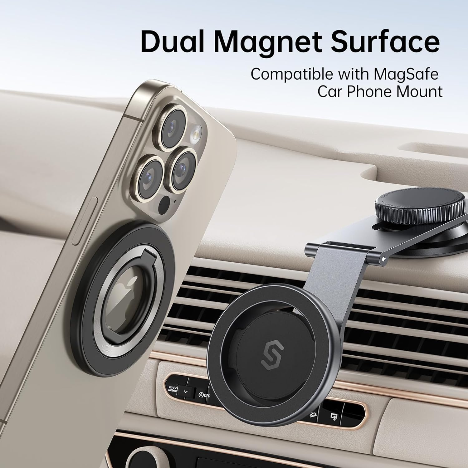 SYNTLIRE Magnetic Phone Ring Holder for MagSafe, 360° Rotation Cell Phone Grip Stand Finger Ring Kickstand Two-Sided Magnet Compatible with iPhone 17 Pro Max 16 15 14 13 12 MagSafe Accessories