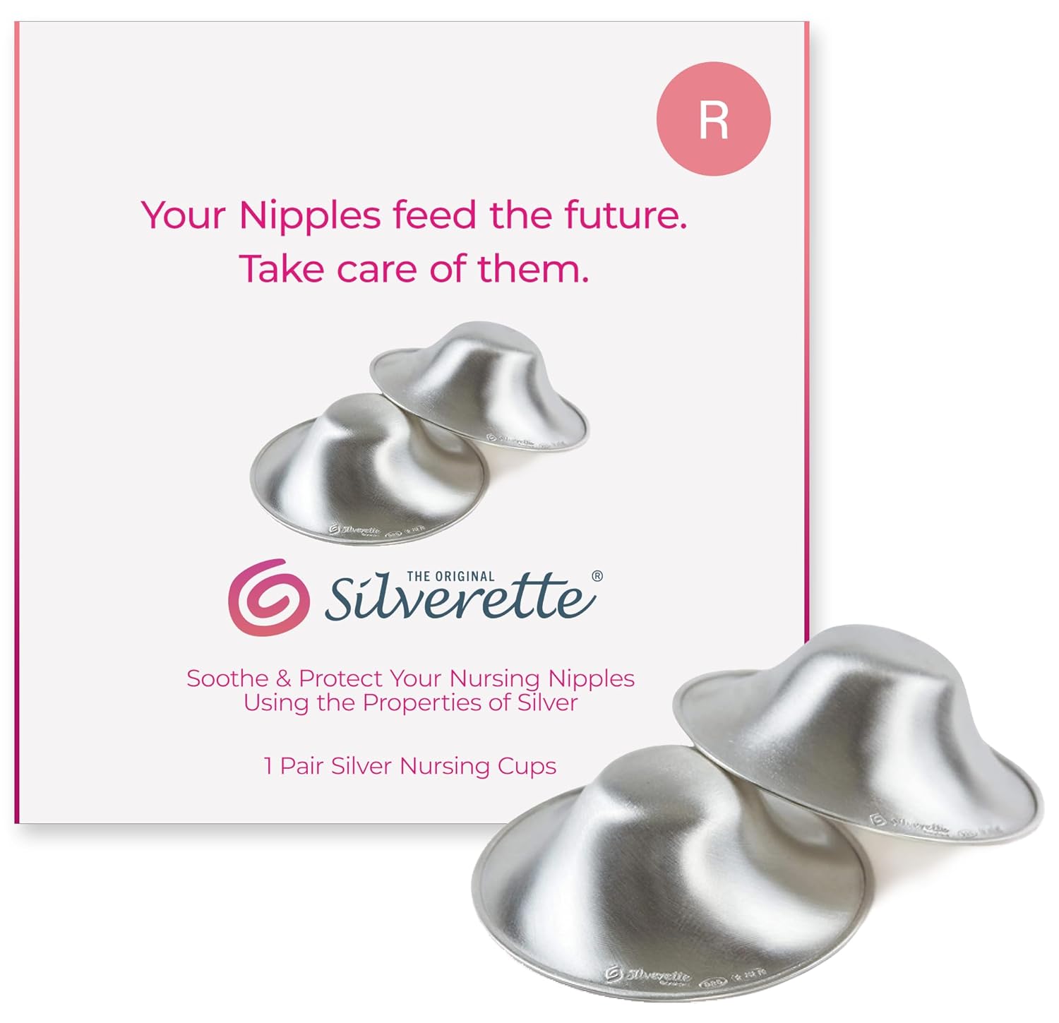 SILVERETTE® The Original Silver Nursing Cups, NipTLe Covers for Breastfeeding Essentials, Model Number: 7300,Pure 925 Silver NipTLe Shields for Breastfeeding, Lightweight Nursing Cups, Regular Size
