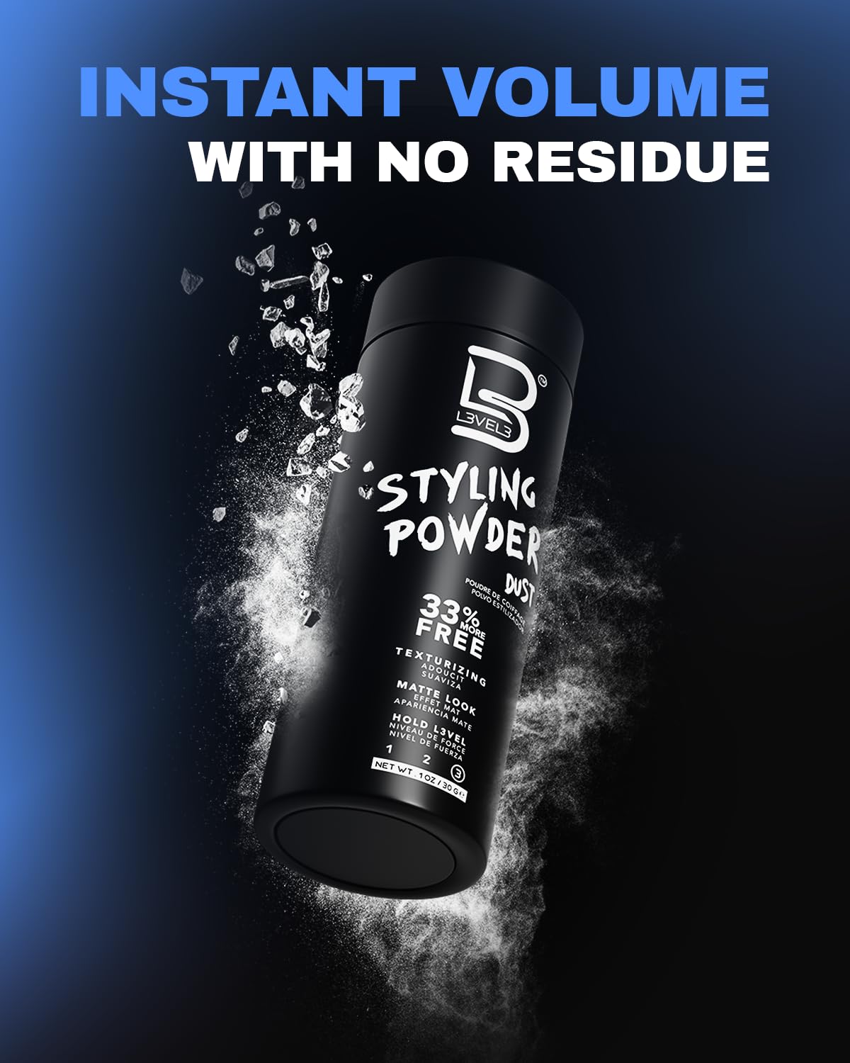 L3 Level 3 Styling Powder - Natural Look Mens Powder - Easy to ApTLy with No Oil or Greasy Residue (Small - 30 Grams)