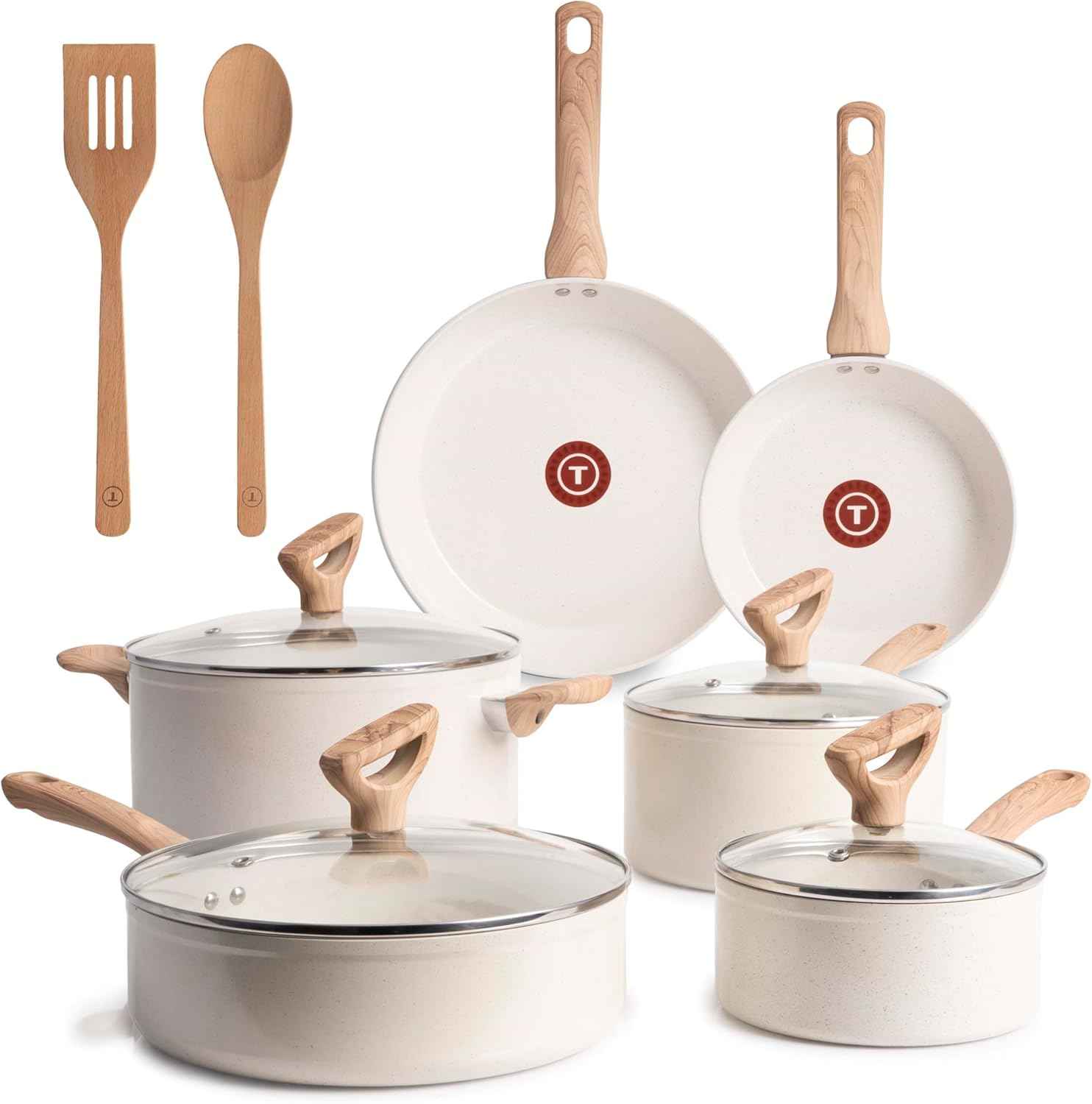 T-fal Signature Nonstick Cookware Set 12 Piece, Oven Broiler Safe 350F, Pots and Pans, Kitchen Cooking Set w/Fry Pans, Saucepans, Saute Pan, Dutch Oven, Griddle, Kitchen, Home, Dishwasher Safe, Black