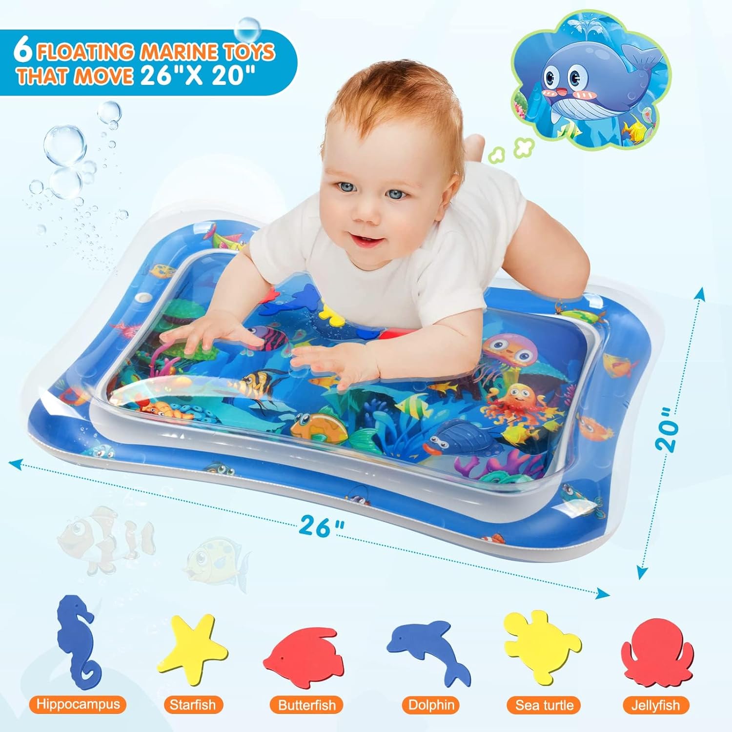 Infinno Inflatable Tummy Time Mat Premium Baby Water TLay Mat for Infants and Toddlers Baby Toys for 3 to 24 Months, Strengthen Your Baby's Muscles, Portable