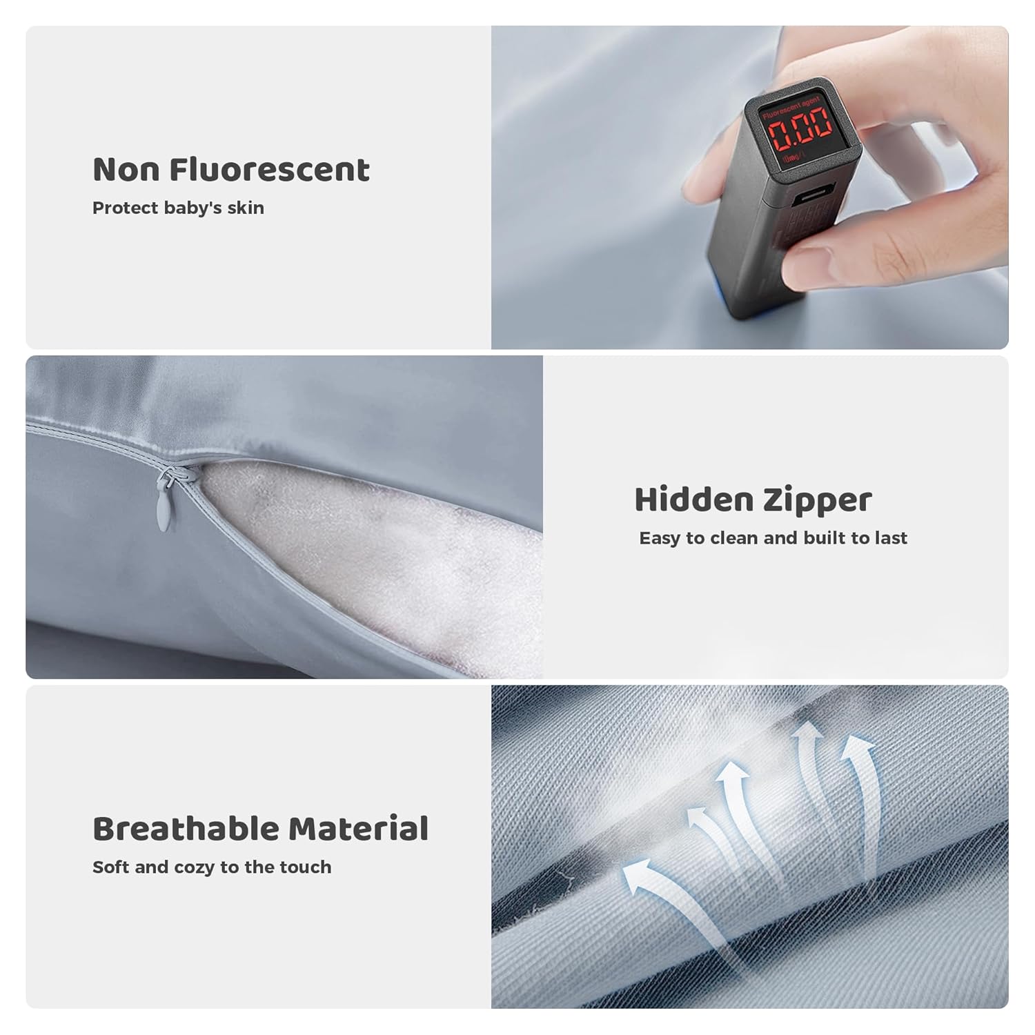 Infant Support Cushion - Baby Support Cushion for Newborn, 0-24 Months, Portable Tummy Time Mat for Home and Travel, Soft Cotton, Supervised Use, Baby Essentials Gift, Grayish Blue, (Cover Included)