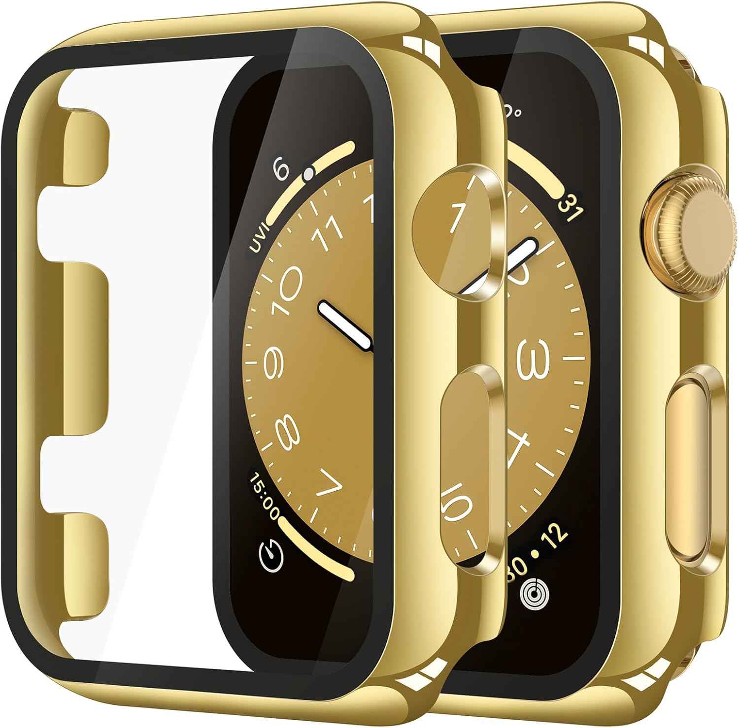 Misxi 2 Pack Tempered Glass Case Compatible for Apple Watch Series 11 (2025) Series 10 46mm, Screen Protector Cover for iWatch, Black