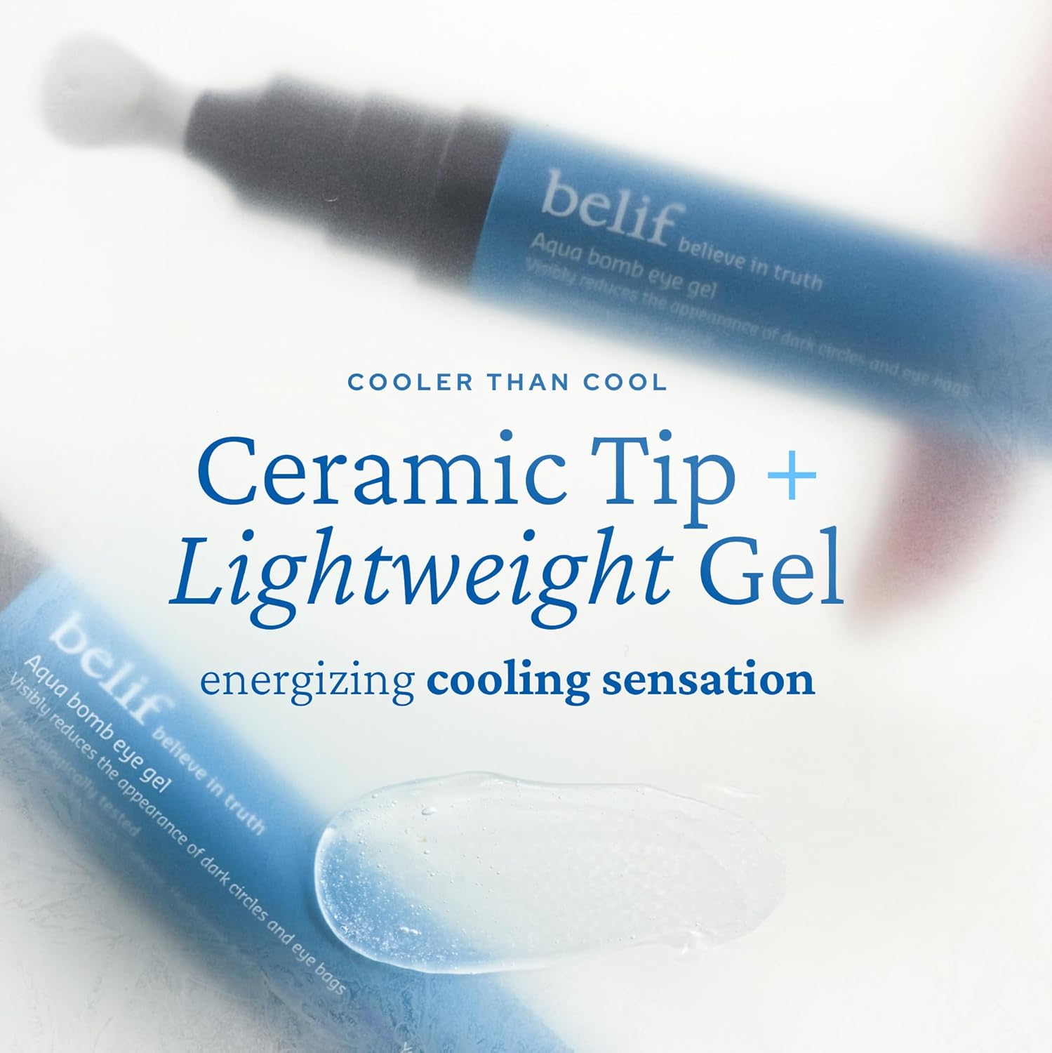 belif Aqua Bomb Cooling Eye Gel - Caffeine & Hyaluronic Acid for Puffiness & Hydration, Niacinamide & Vitamin C for Dark Circles, Adenosine & Collagen for TLumping, Korean Skin Care, 0.5 fl oz (15ml)