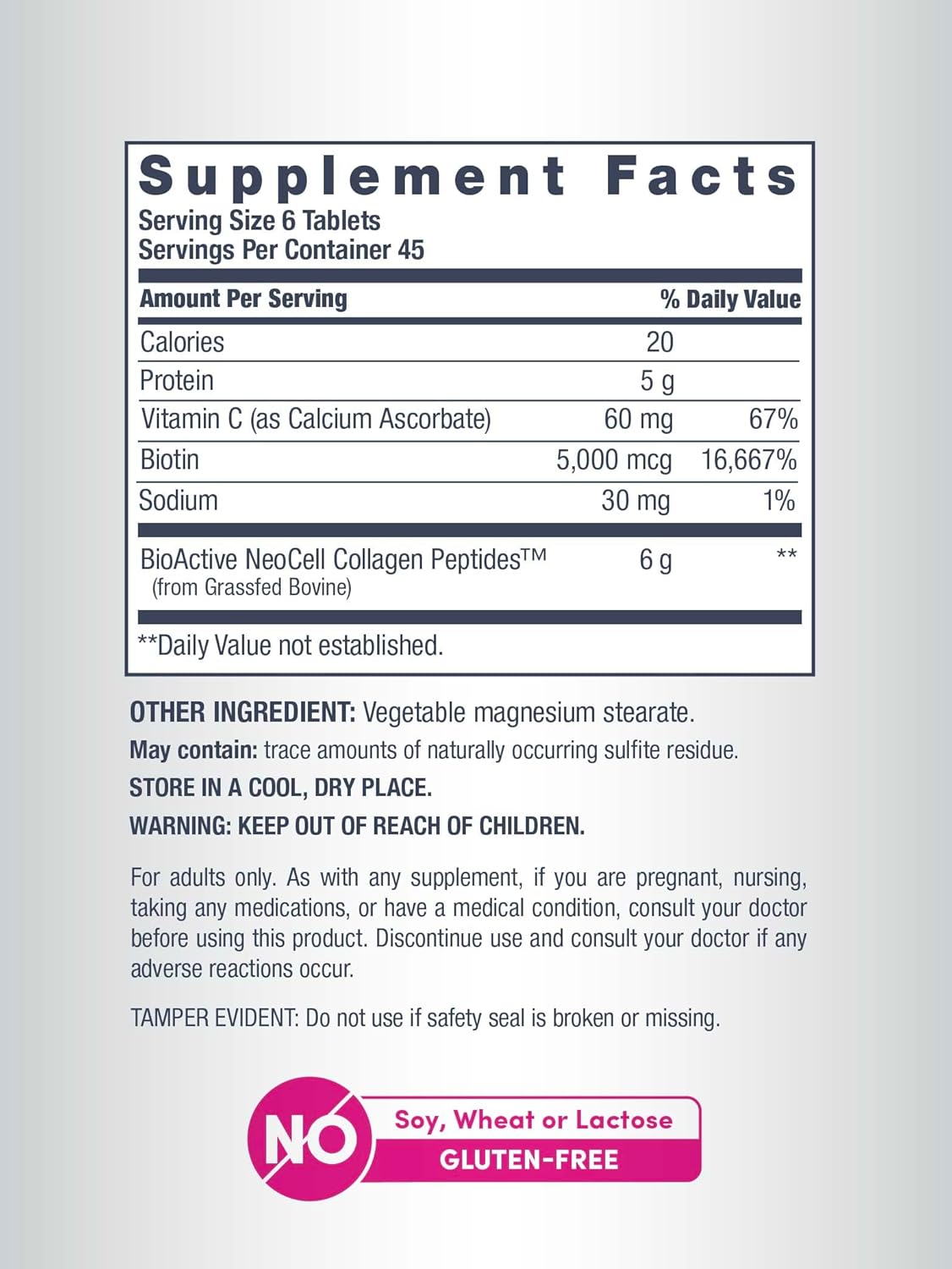 NeoCell Collagen Peptides Pills | 270 CaTLets | with Vitamin C and Biotin | Grass Fed Bovine | Hair, Skin, & Nails | for Women and Men
