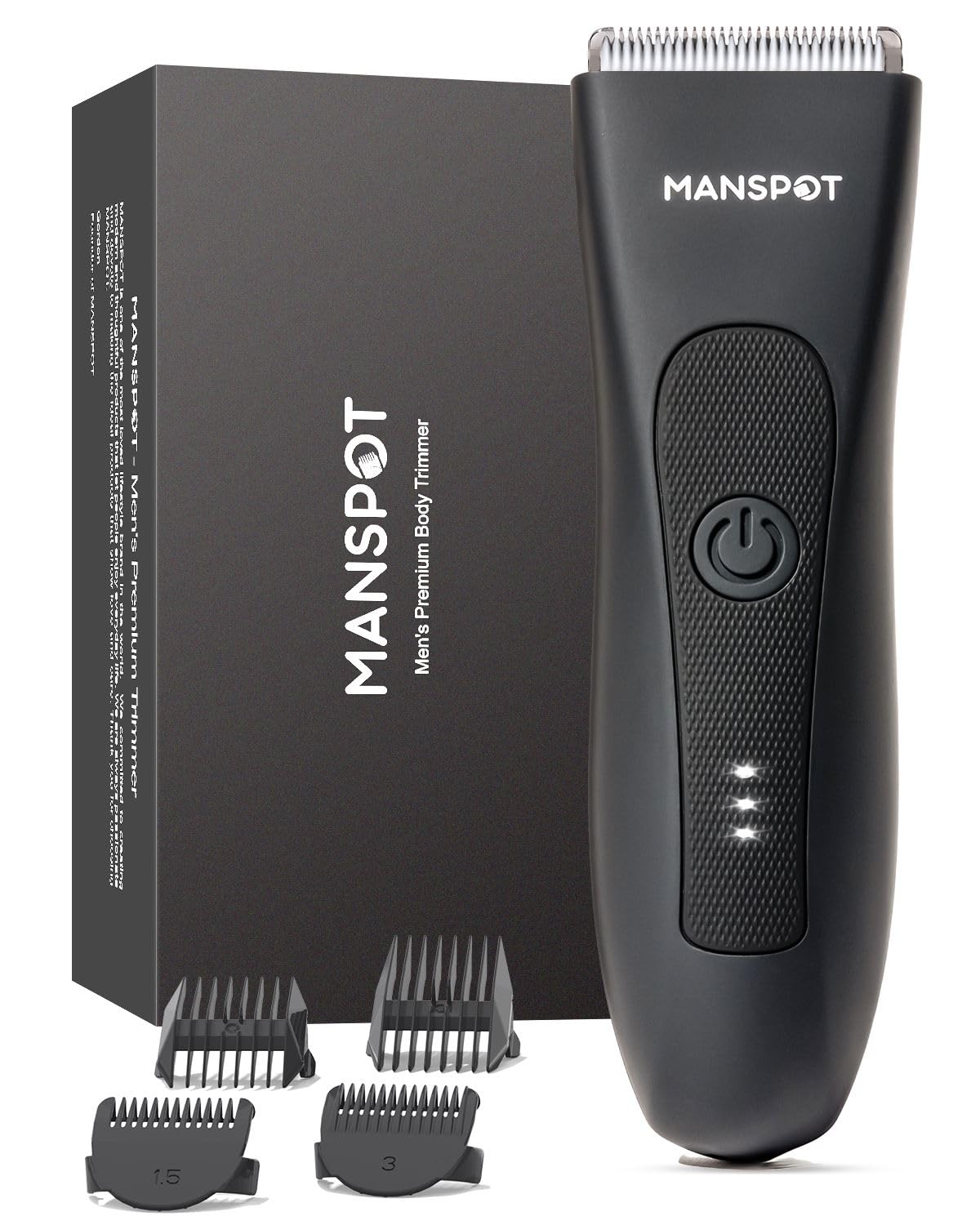 MANSPOT Manscape Groin & Body Hair Trimmer for Men, Electric Ball Pubic Trimmer Shaver,Manscape Kit with 4 Guard,ReTLaceable Ceramic Blade Heads,Waterproof Wet/Dry Shaver,90 Minutes Shaving